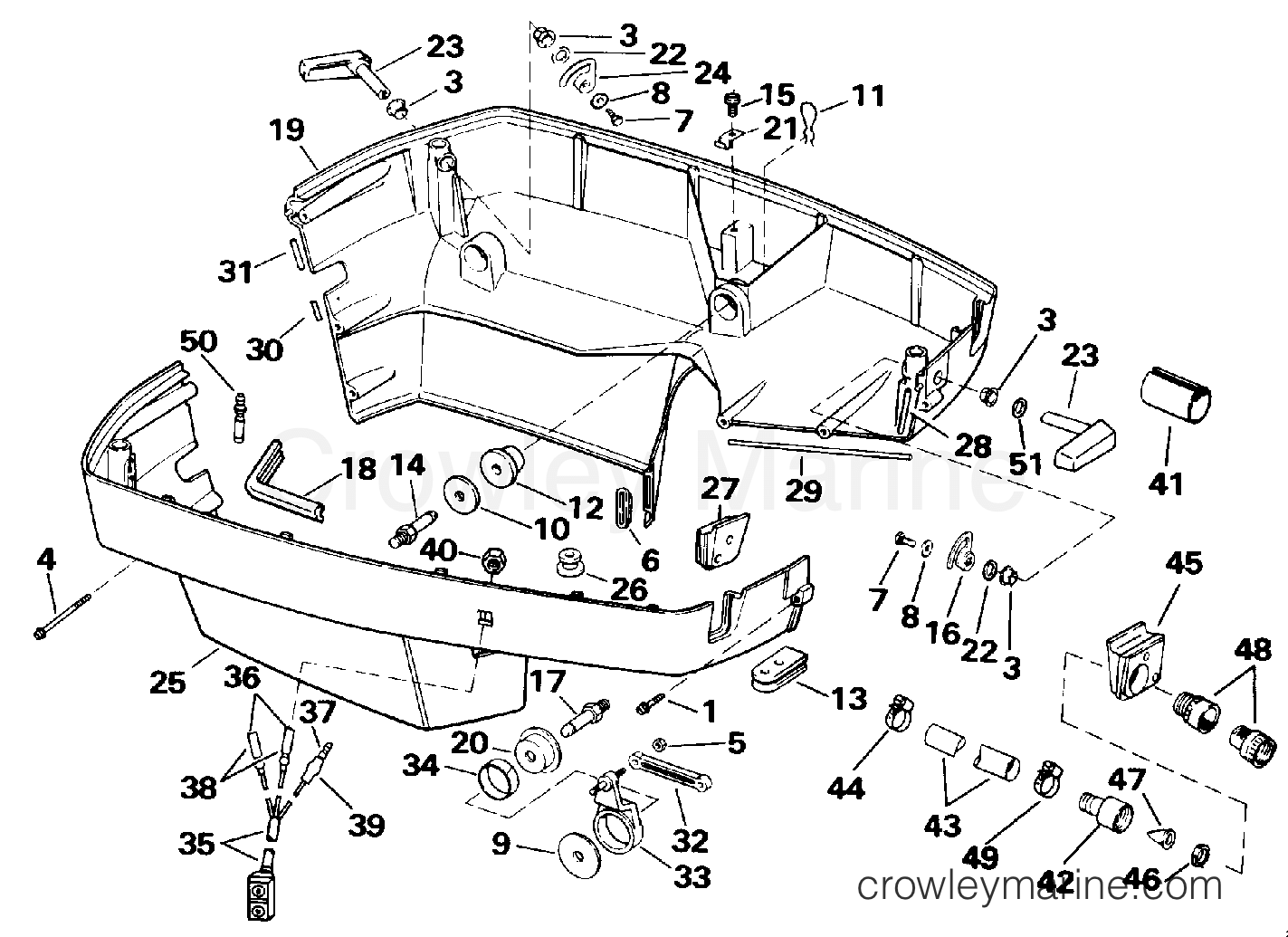 1993 Outboard 250 - E250TXETS - LOWER ENGINE COVER