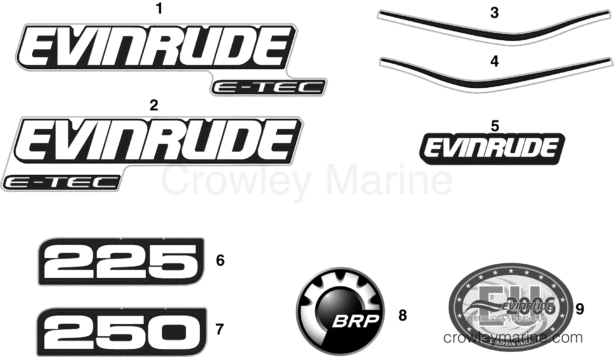 2008 Outboard 225 - E225DPLSCF - DECALS