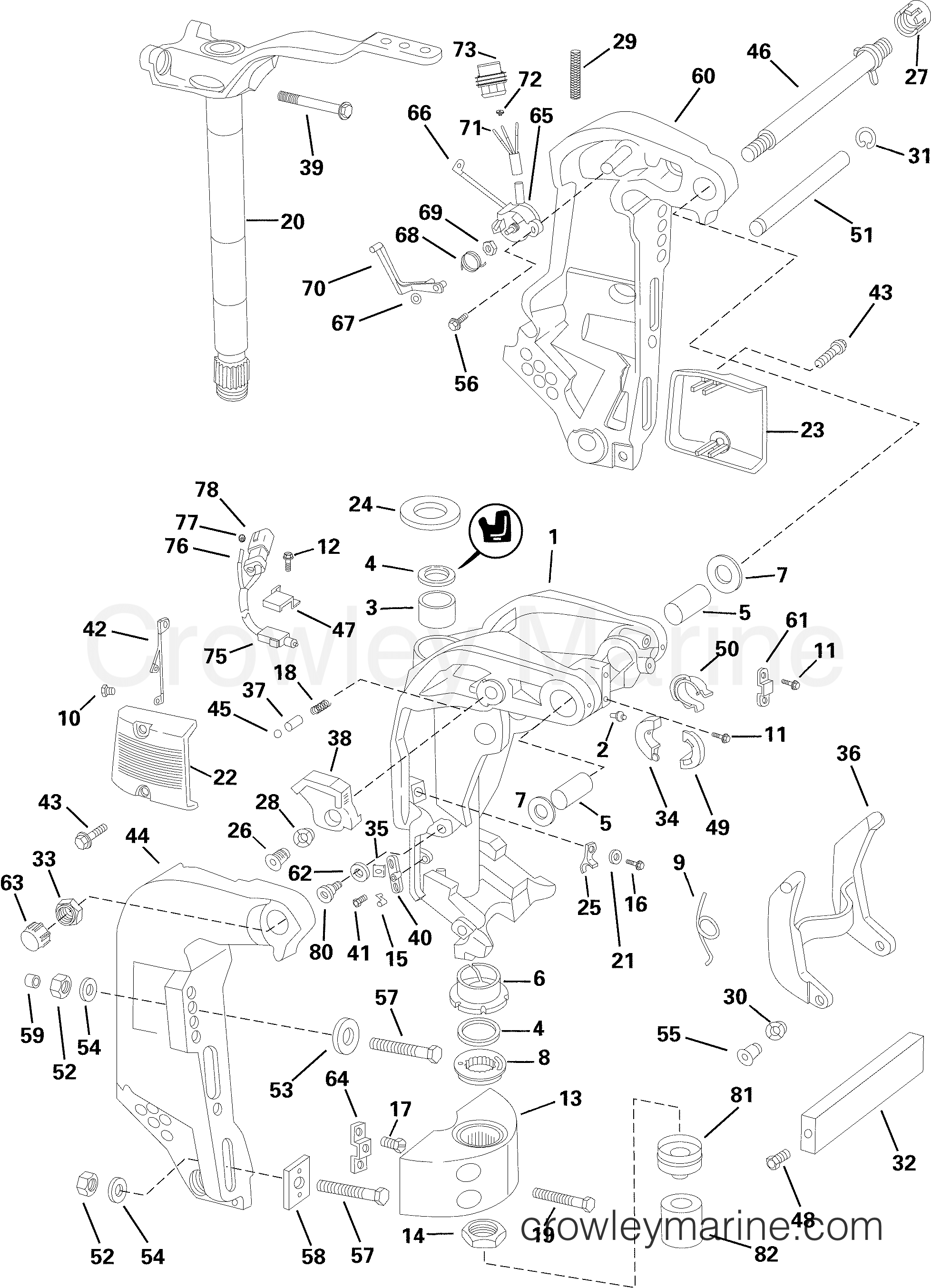 2004 Outboard 90 - E90DPXSRC - SWIVEL BRACKET