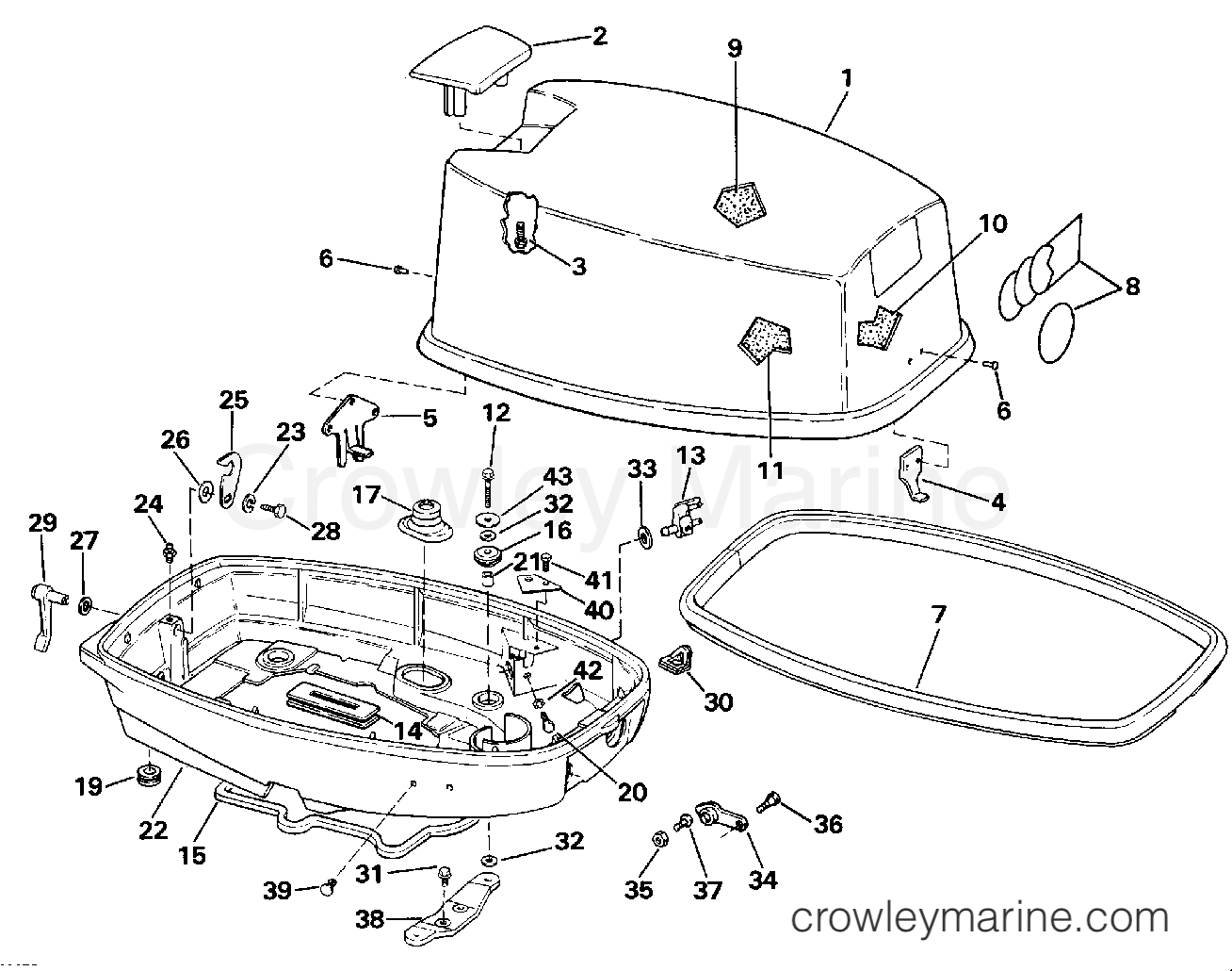 1989 Outboard 25 - J25RWK - ENGINE COVER