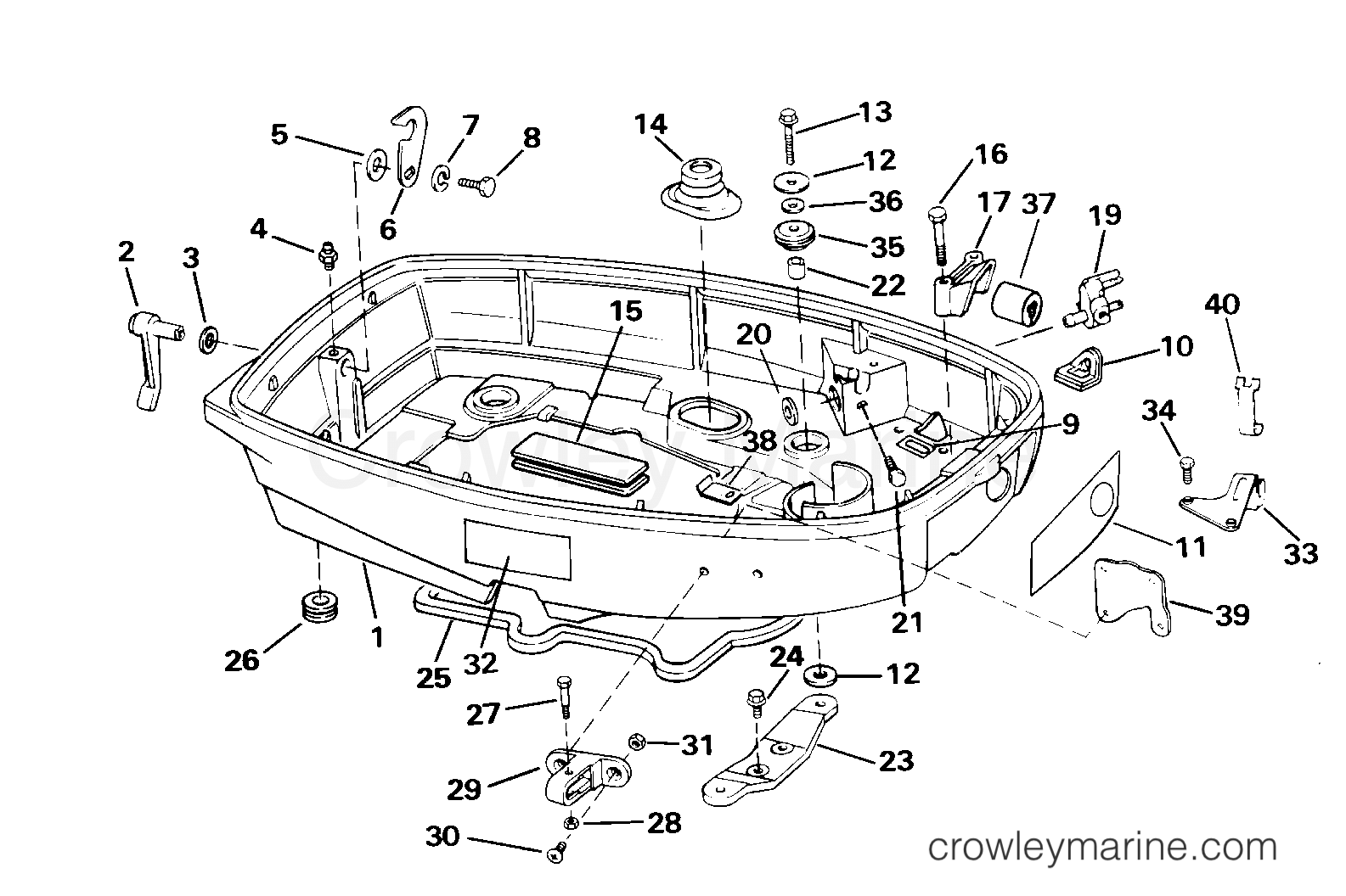 2000 Outboard 25 - J25ESSS - LOWER ENGINE COVER