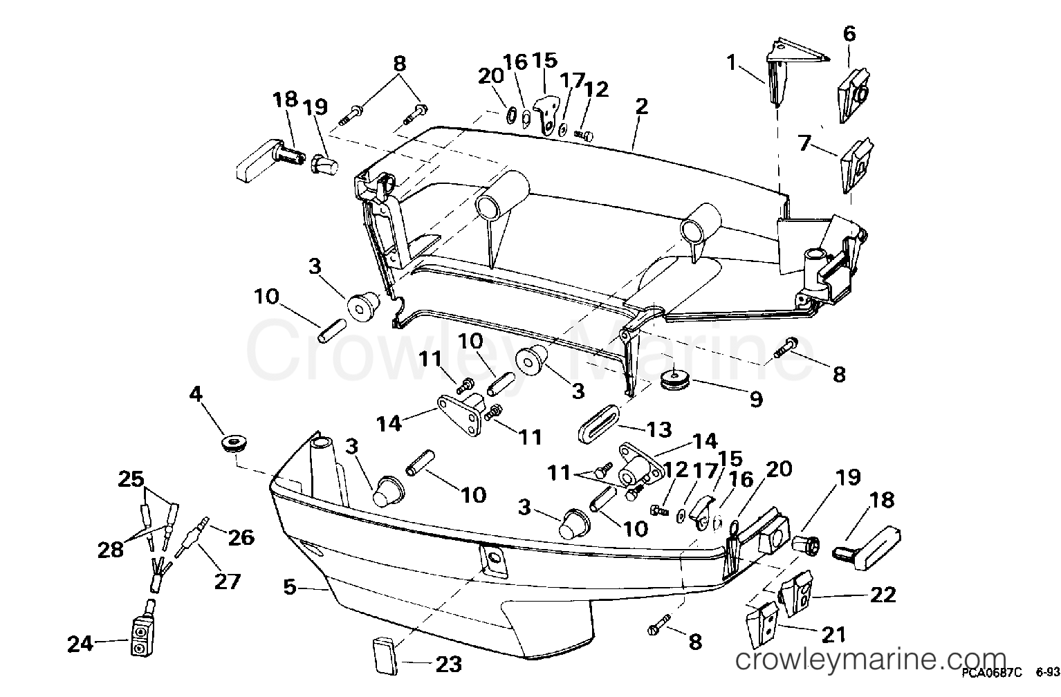 1994 Outboard 40 - J40TLERE - LOWER ENGINE COVER