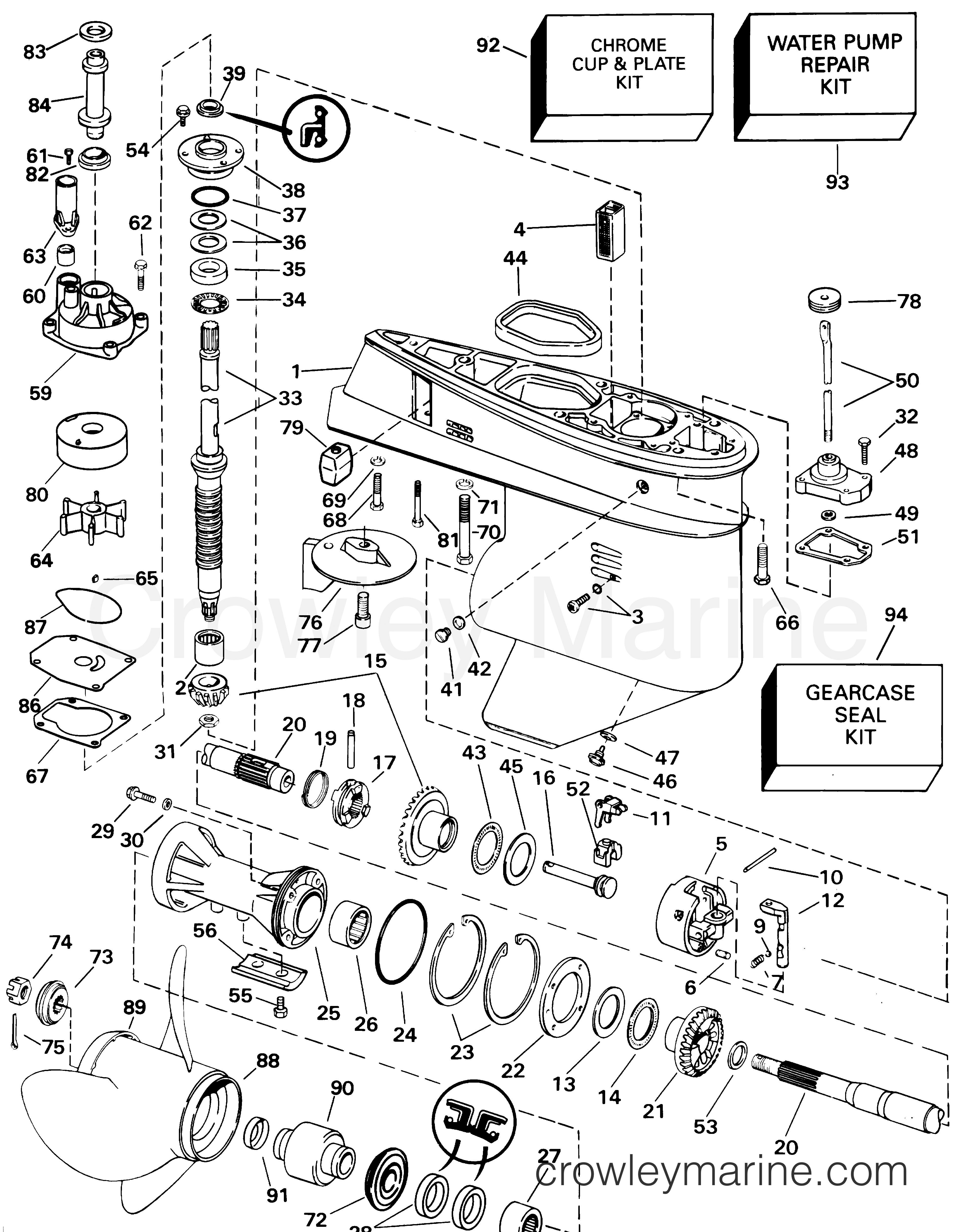 2001 Outboard 65 - J65WRYSIR - GEARCASE