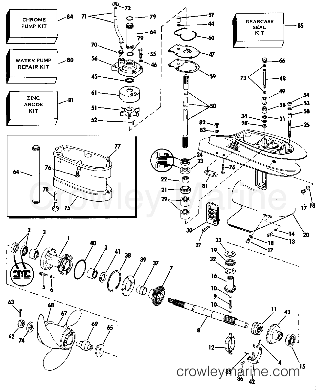 1988 Outboard 25 - J25ECCM - GEARCASE