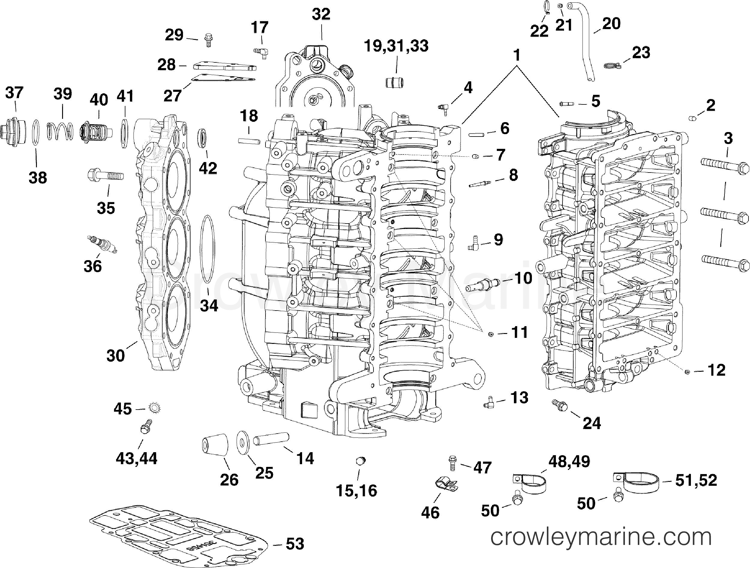 AA Outboard 175 - E175DPXAAA - CYLINDER & CRANKCASE