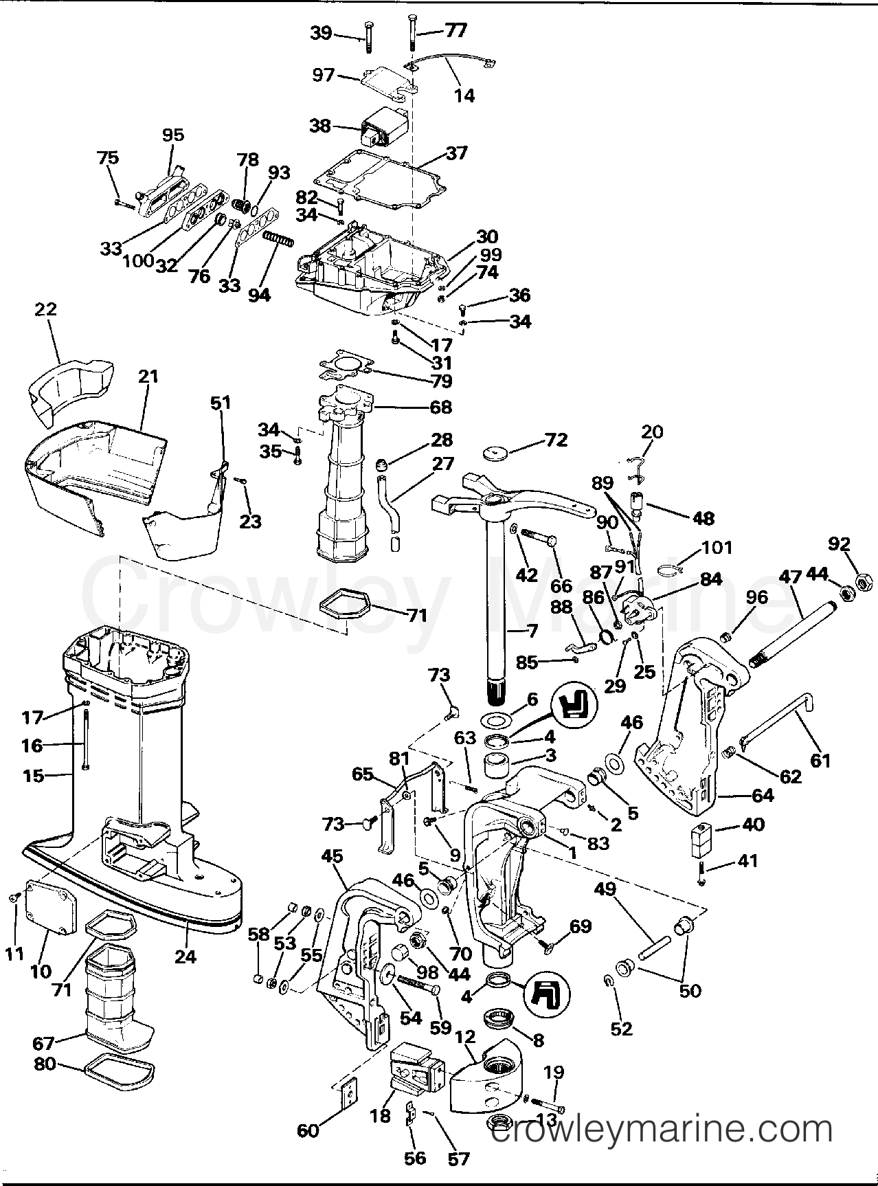 1991 Outboard 100 - E100WTLEIB - MIDSECTION