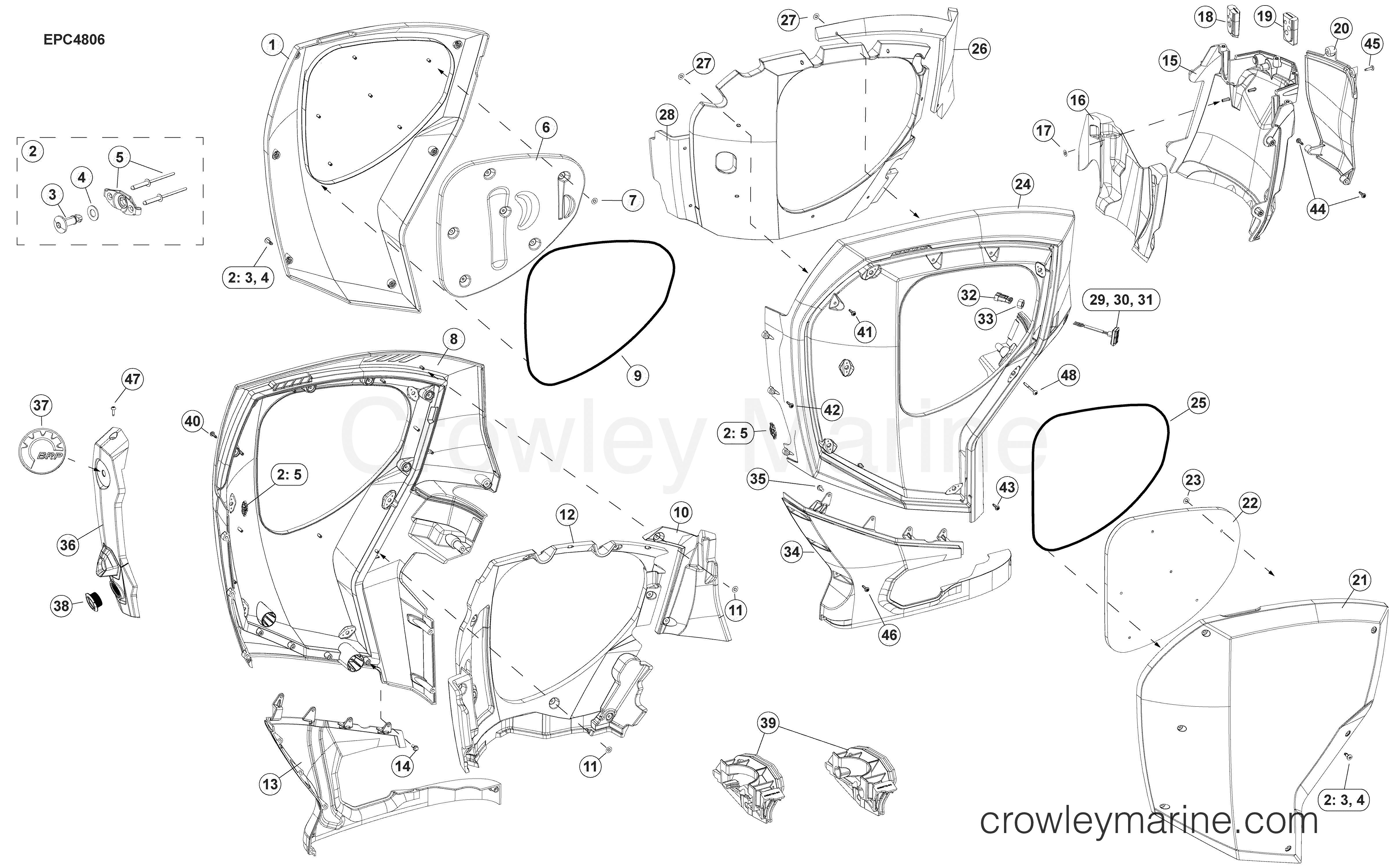 AA Outboard 150 - 2.7L - C150PXAAA - ENGINE COVERS (PORT & STARBOARD)