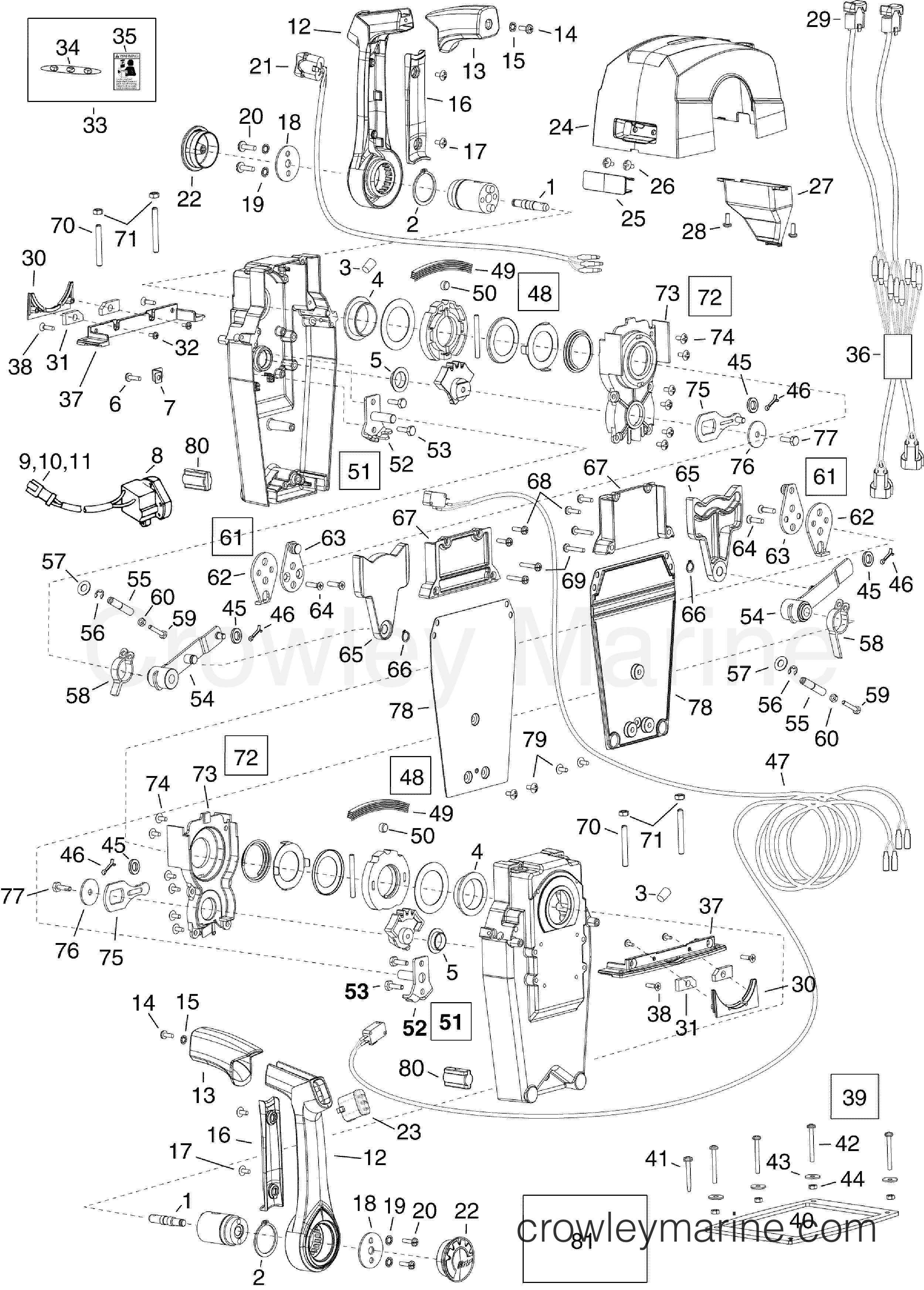 2005-2010 Rigging Accessories - Remote Controls - DUAL LEVER BINNACLE - CABLE TYPE