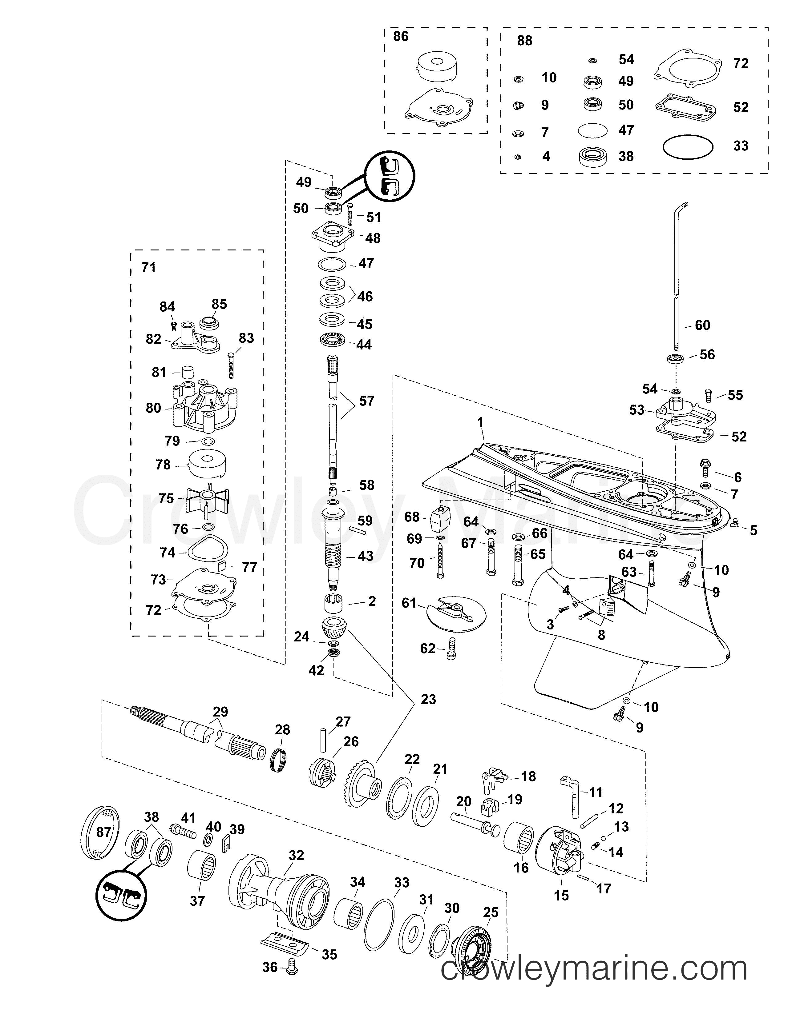 AA Outboard 150 - E150HSLAAA - GEARCASE, L2-TYPE