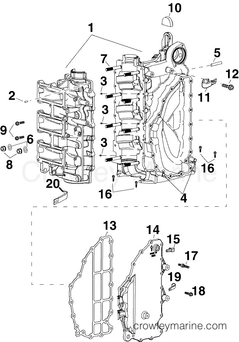 2004 Outboard 90 - E90DPXSRC - CYLINDER & CRANKCASE