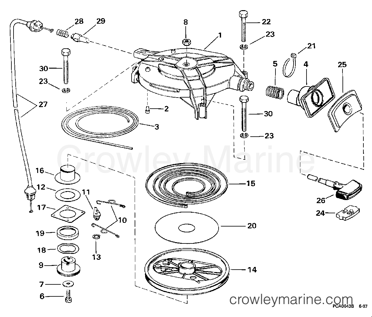 1998 Outboard 30 - BJ30BAECS - REWIND STARTER