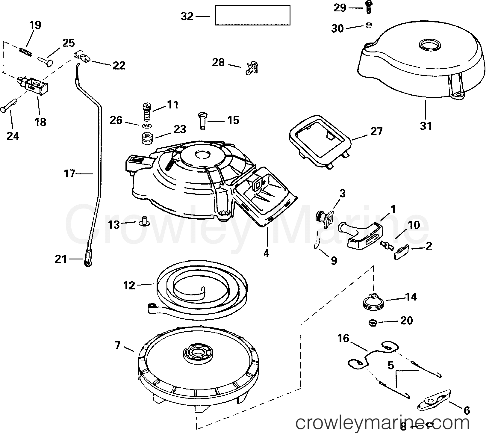 2000 Outboard 25 - J25RL3SSB - REWIND STARTER