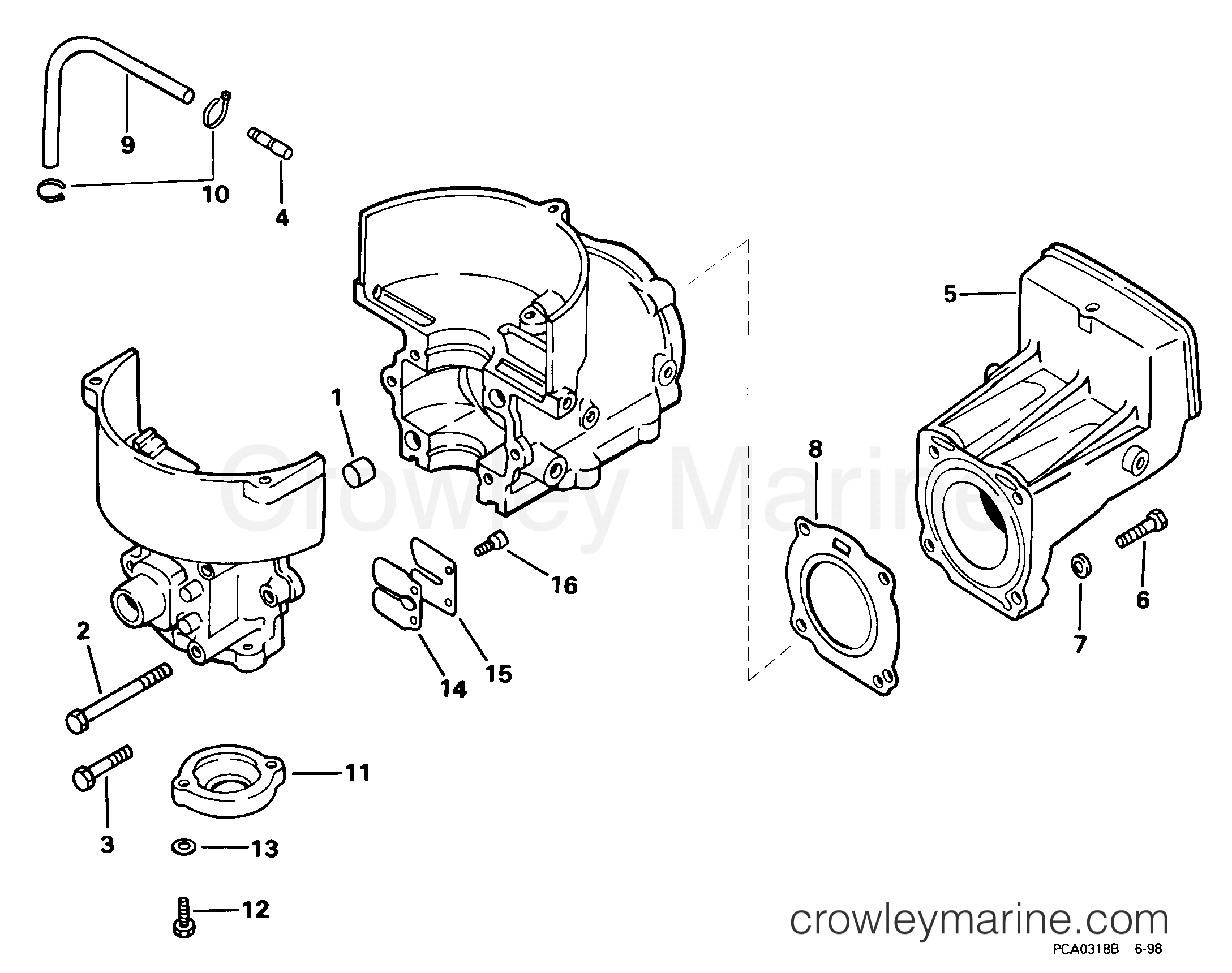 1999 Outboard 2.3 - J2WREES - CYLINDER & CRANKCASE, REED VALVE