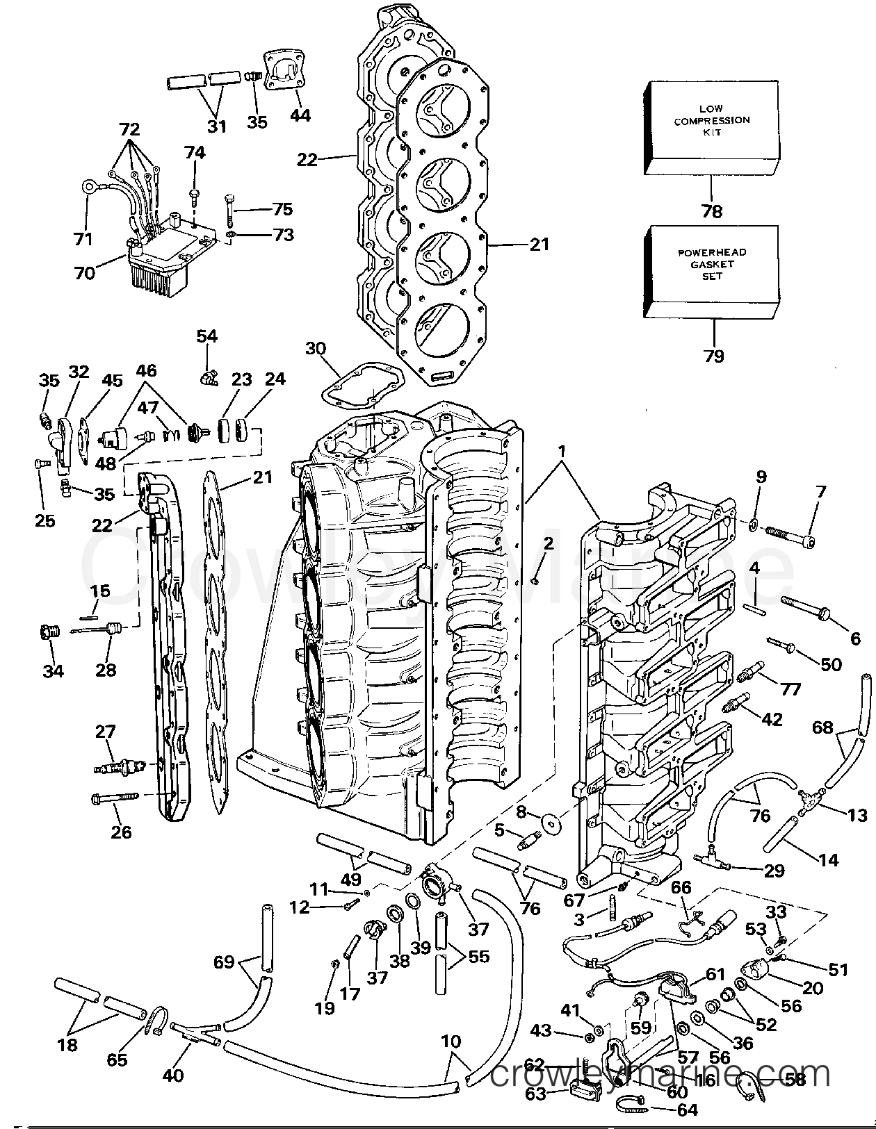1986 Evinrude Outboards 275 - CE275TLCDC CYLINDER & CRANKCASE section
