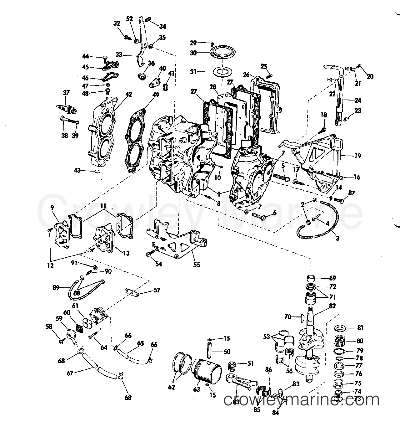 1969 Outboard 25 - 25RL69D - POWERHEAD GROUP