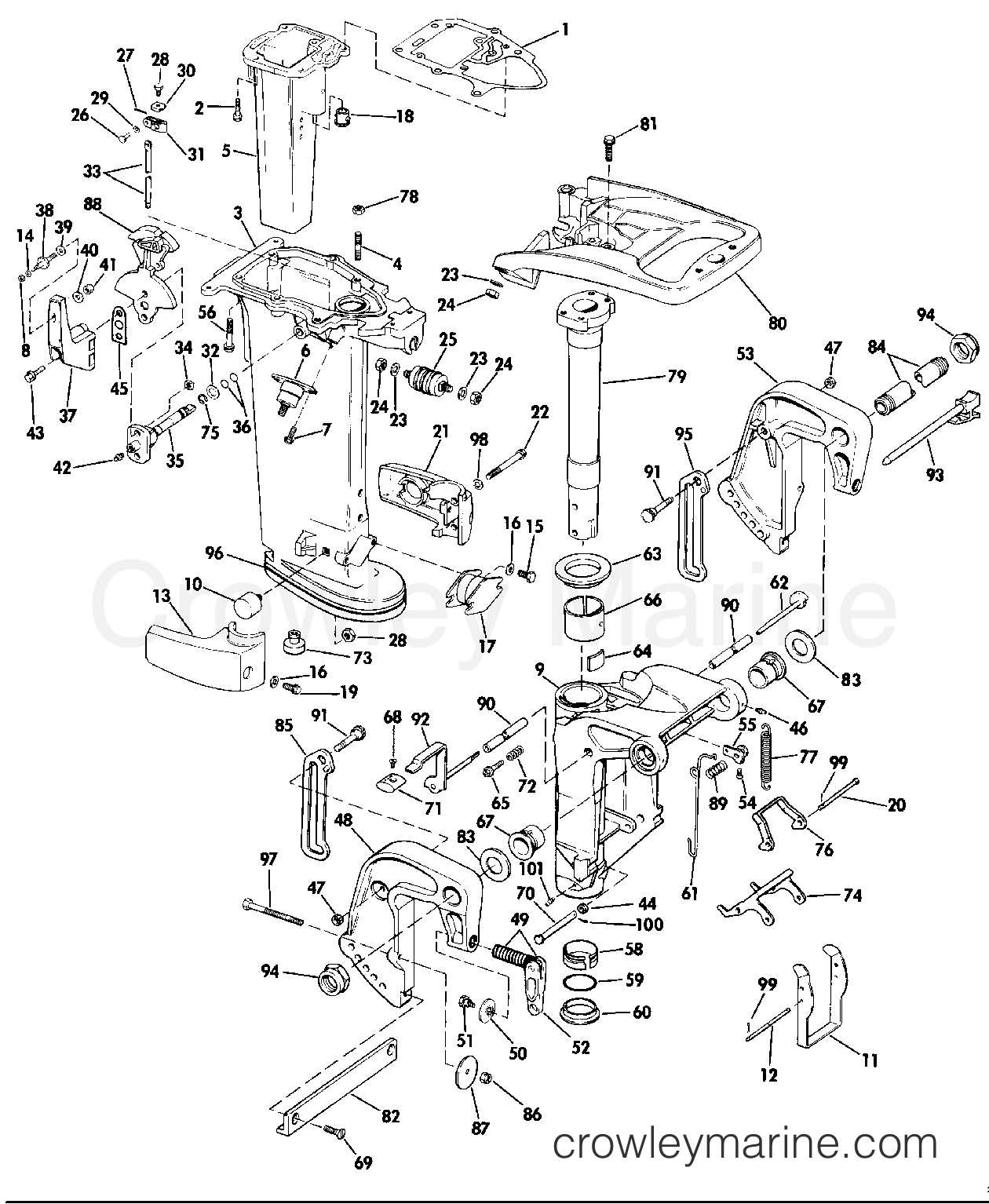 1987 Outboard 25 - J25TELCUR - MIDSECTION - ELECTRIC START ONLY