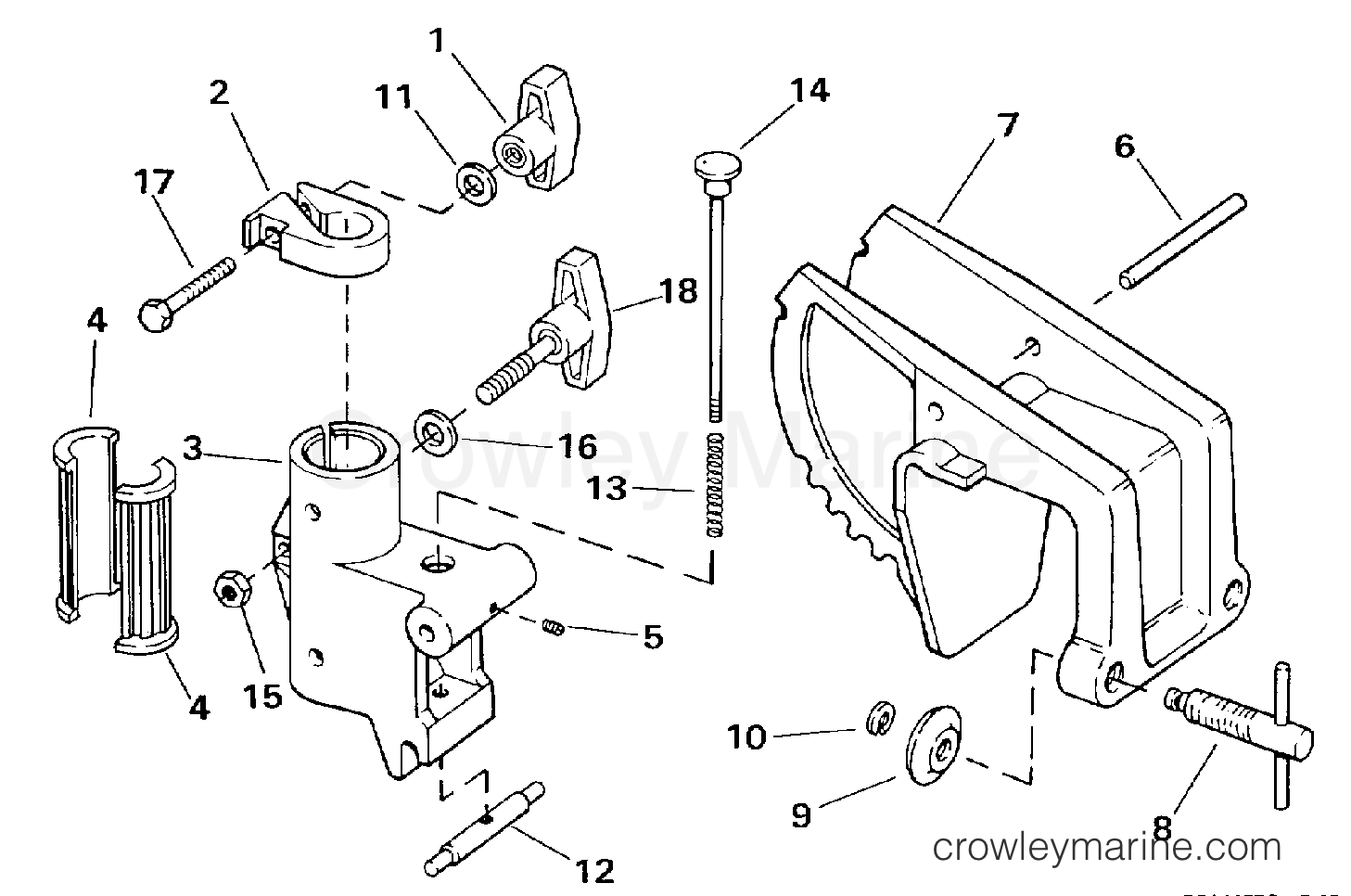 1997 Electric Motors 24 Volt - BF4P - TRANSOM MOUNT STERN BRACKET
