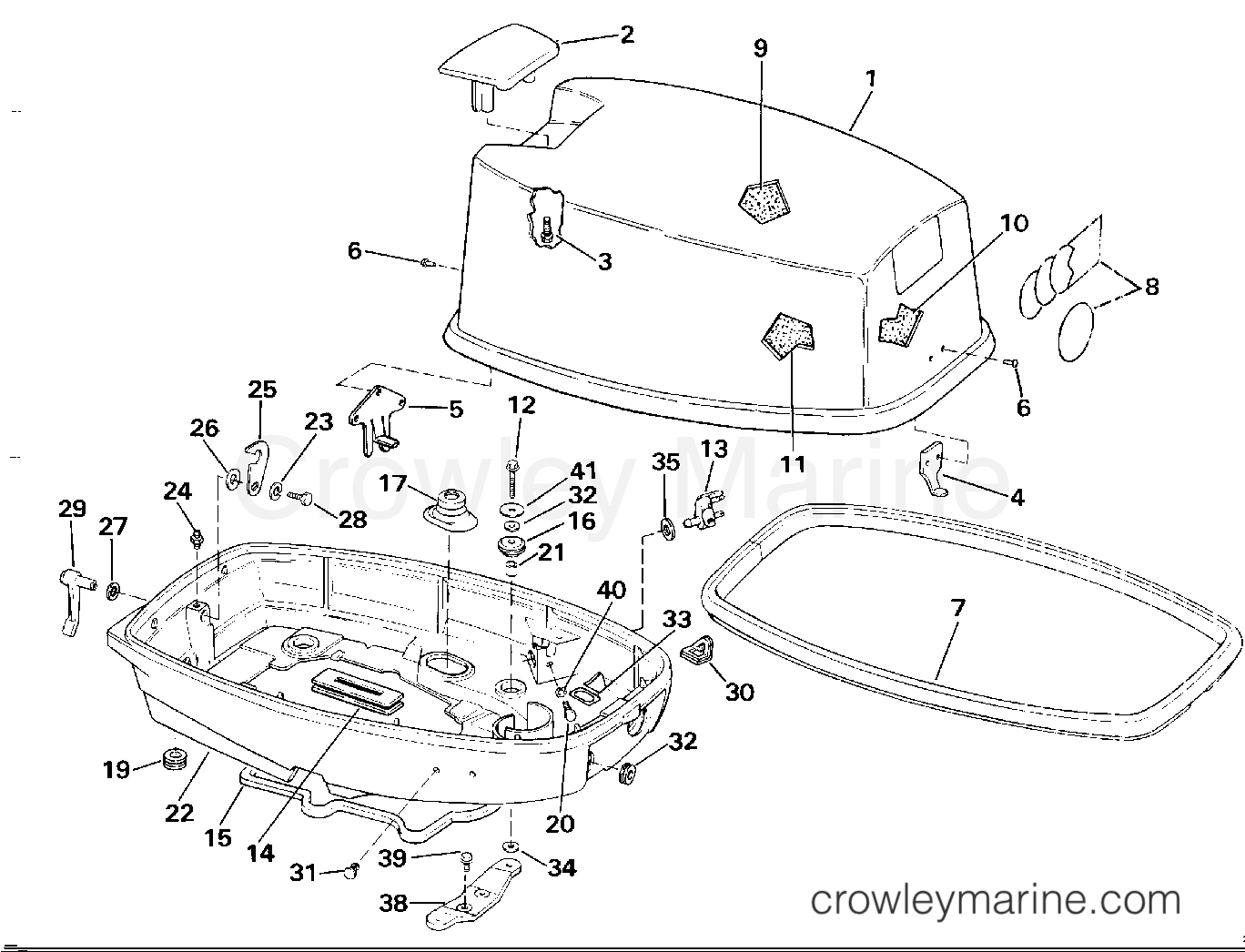 1990 Outboard 25 - J25RWLESA - ENGINE COVER