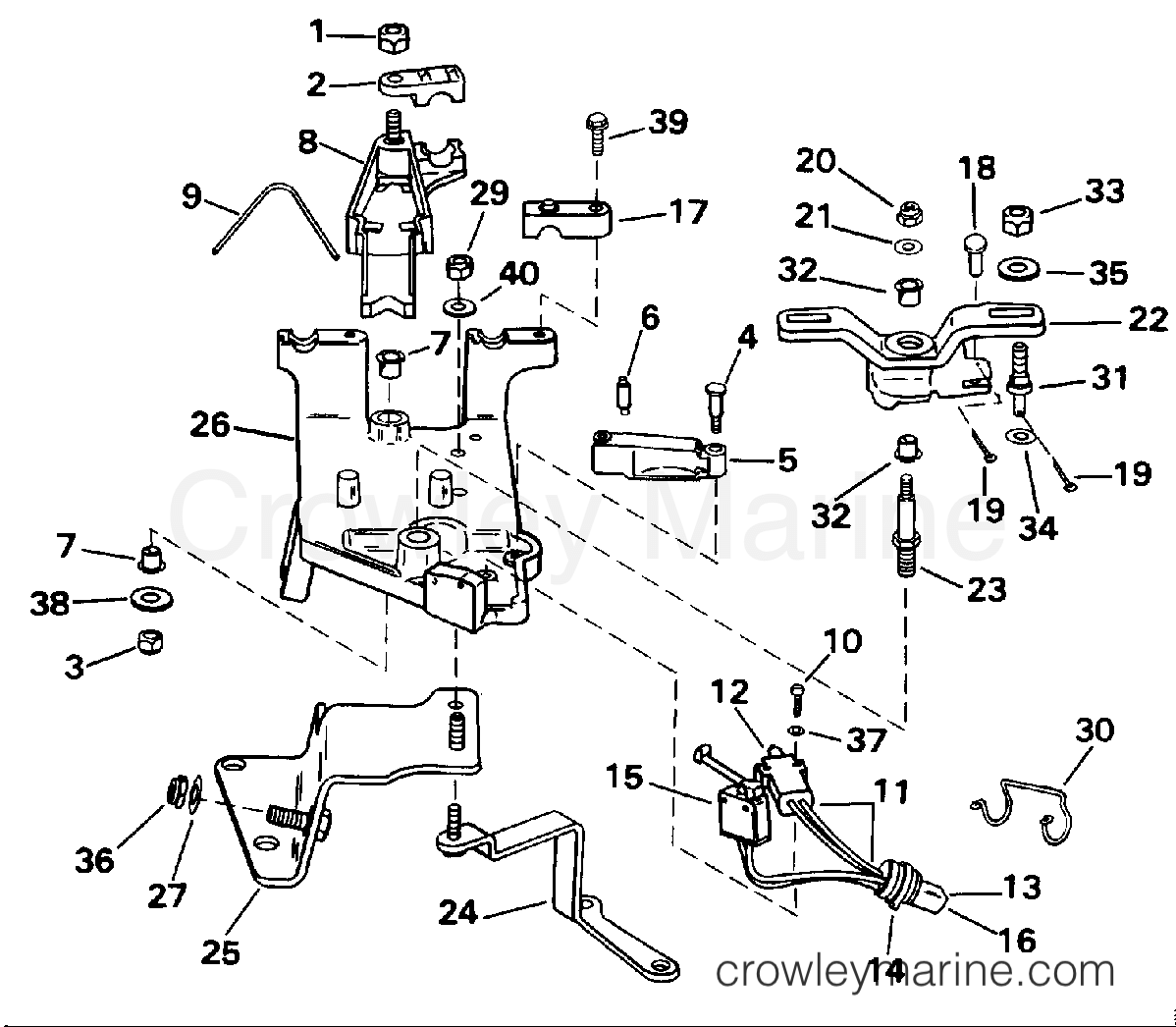 1993 Stern Drive 5.8 - 58FAPPJVB - SHIFT BRACKET