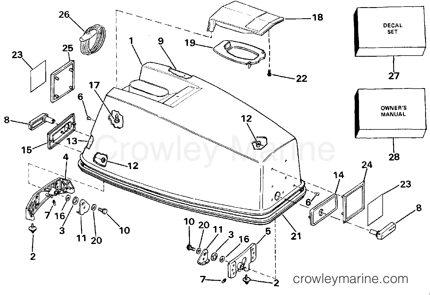1987 Outboard 48 - J48ESLCUS - ENGINE COVER - JOHNSON