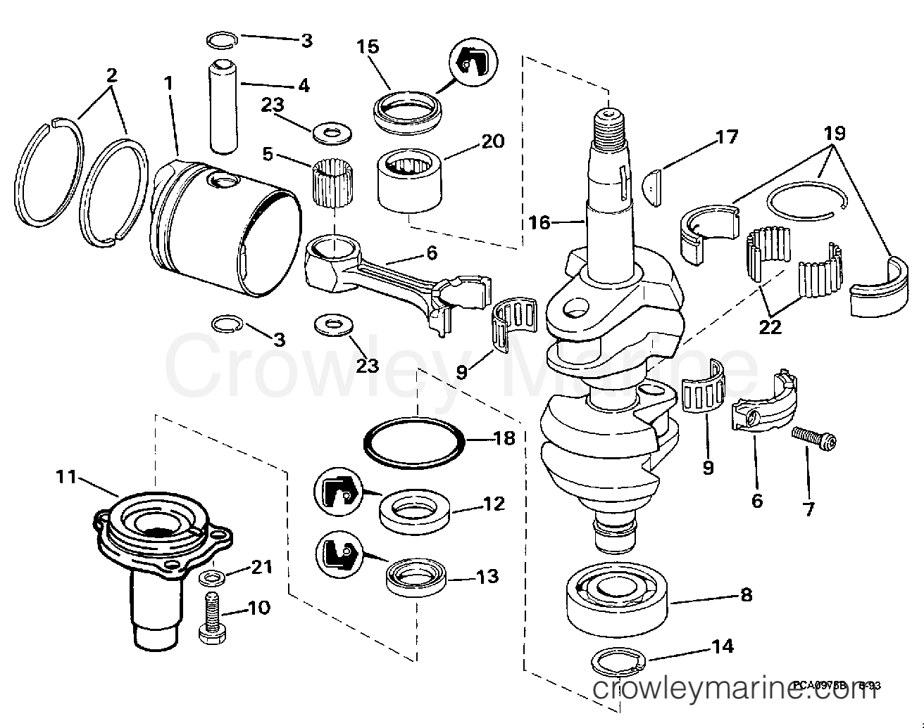 1998 Outboard 9.9 - J10EECC - CRANKSHAFT & PISTON