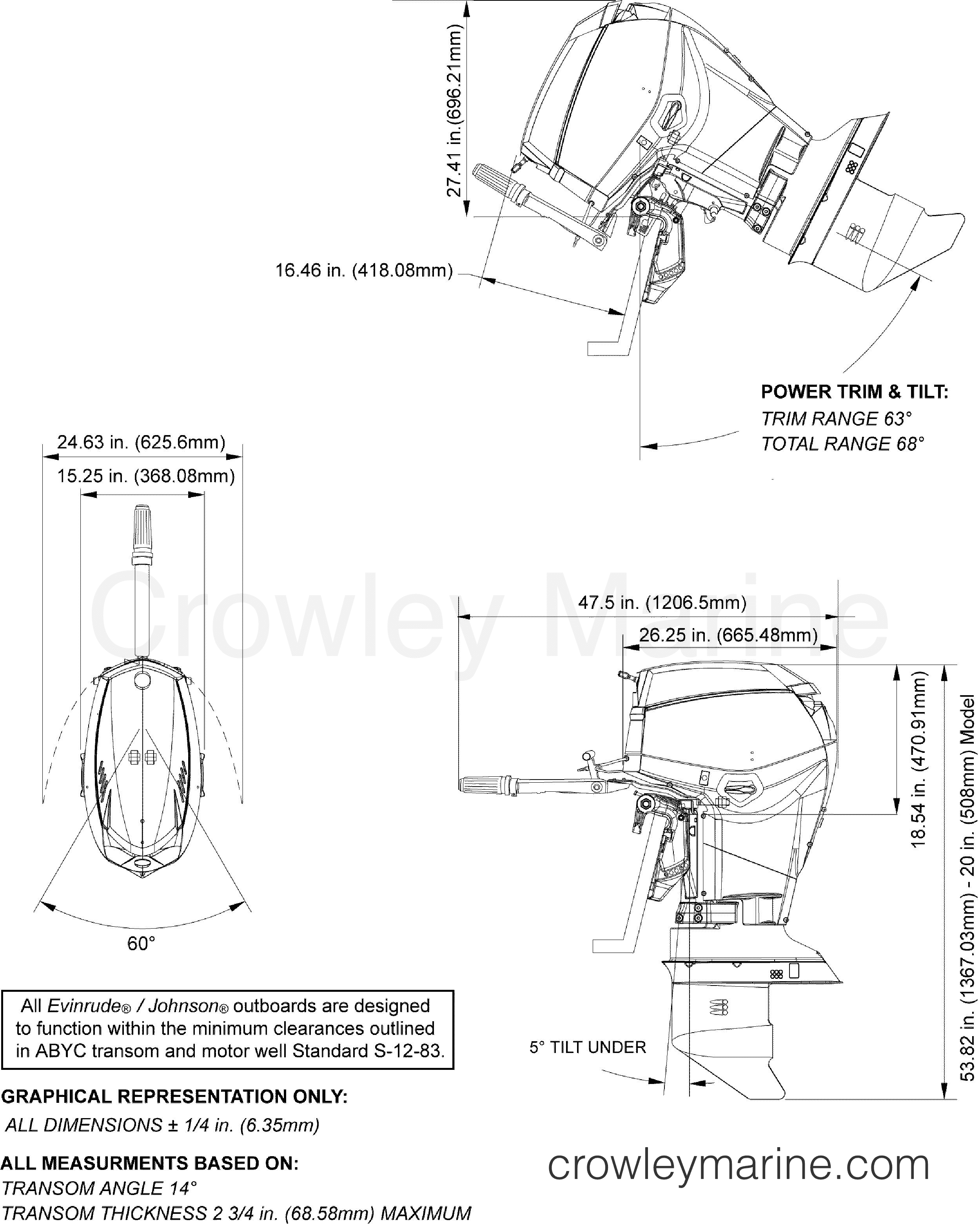 AB Outboard 40 - E40DRMLABA - PROFILE DRAWING (DR)