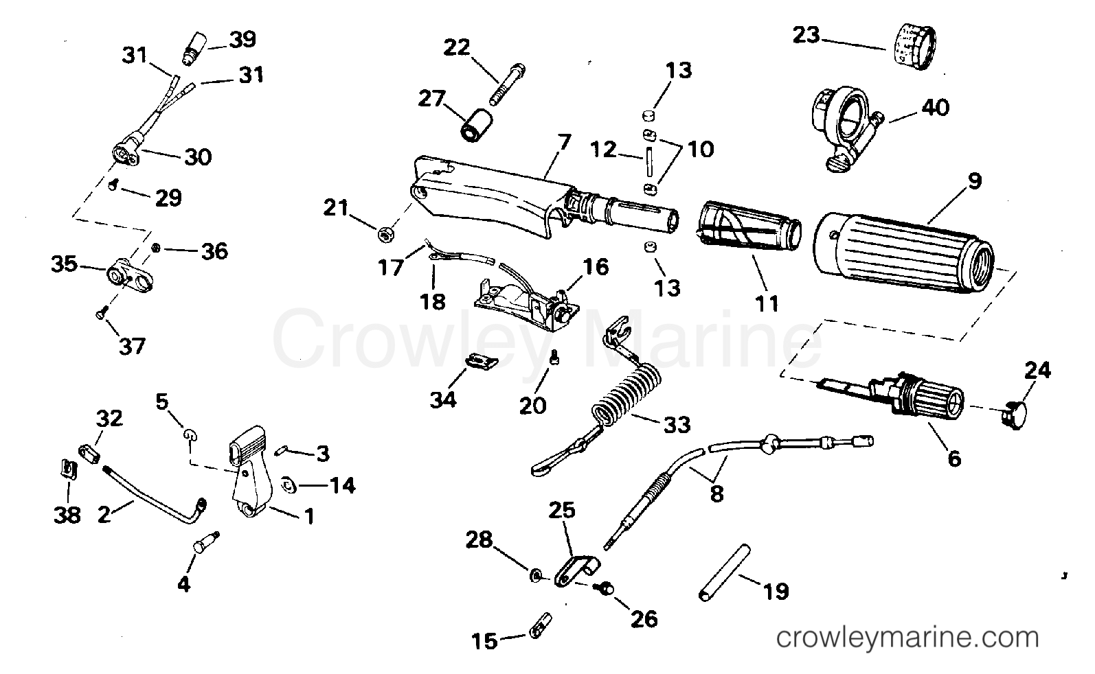 1995 Outboard 9.9 - J10FEXEO - STEERING & SHIFT HANDLE