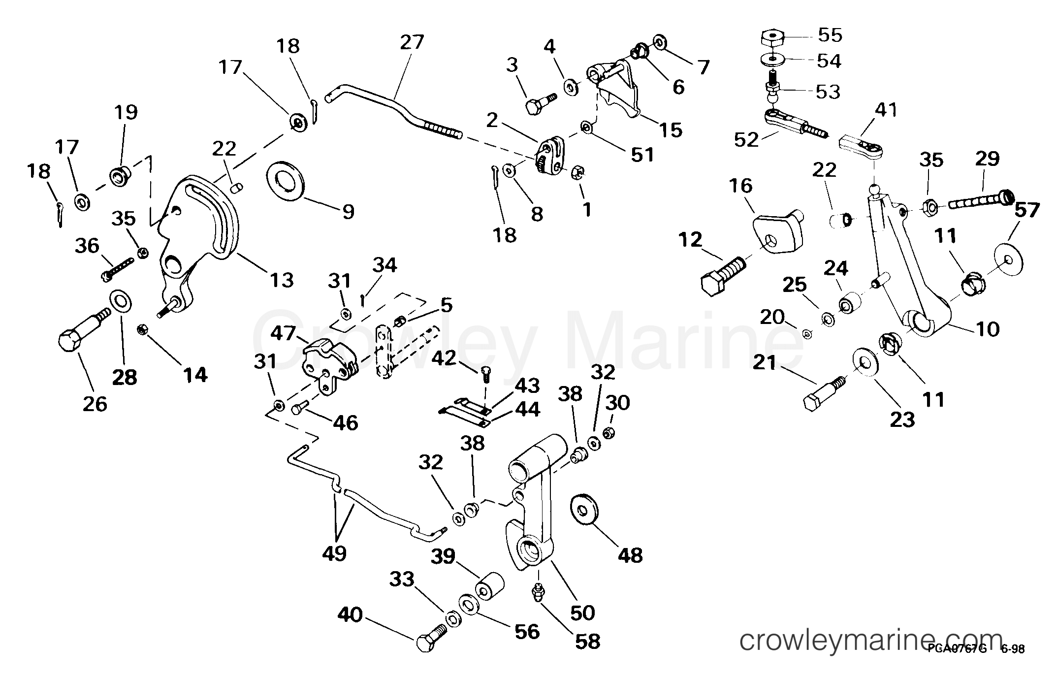 1999 Outboard 55 - J55WREES - SHIFT & THROTTLE LINKAGE