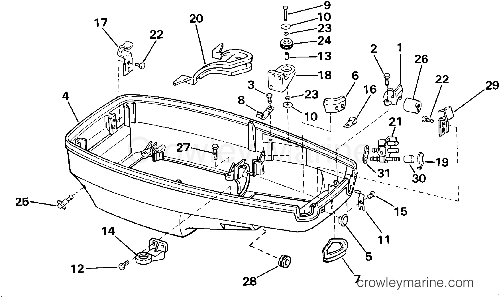 1986 Outboard 40 - J40TECDE - LOWER ENGINE COVER