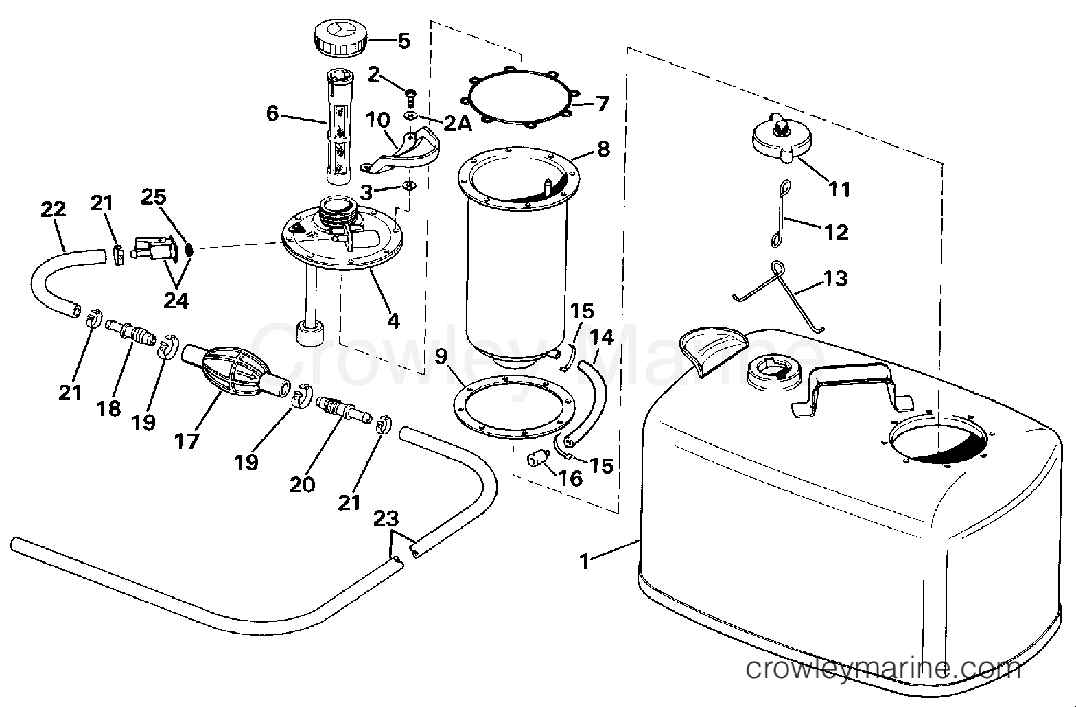 FUEL TANK AUTOBLEND 1986 Johnson Outboards 50 J50BELCDE Crowley