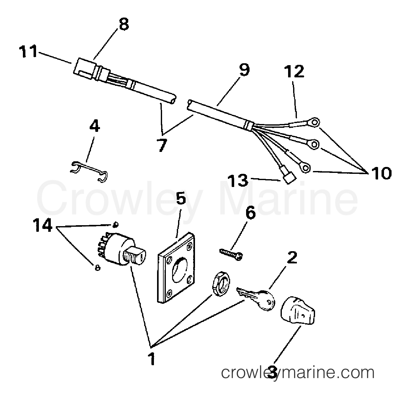 1998 Outboard 9.9 - J10FEXECM - IGNITION SWITCH & CABLE -- 9.9
