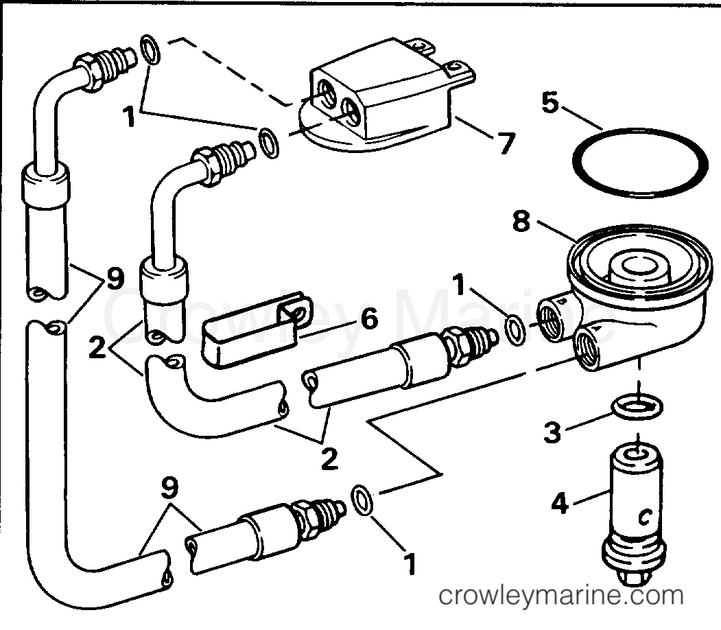 1996 Rigging OMC Stern Drive - All Models - REMOTE OIL FILTER KIT 4.3 MODELS