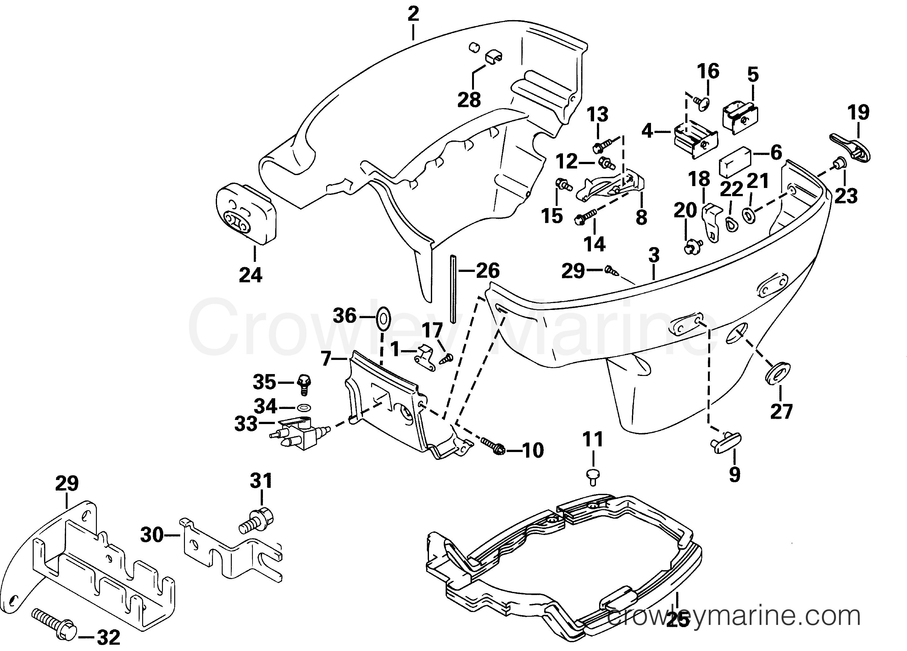 2001 Outboard 30 - E30RL4SIC - LOWER ENGINE COVER