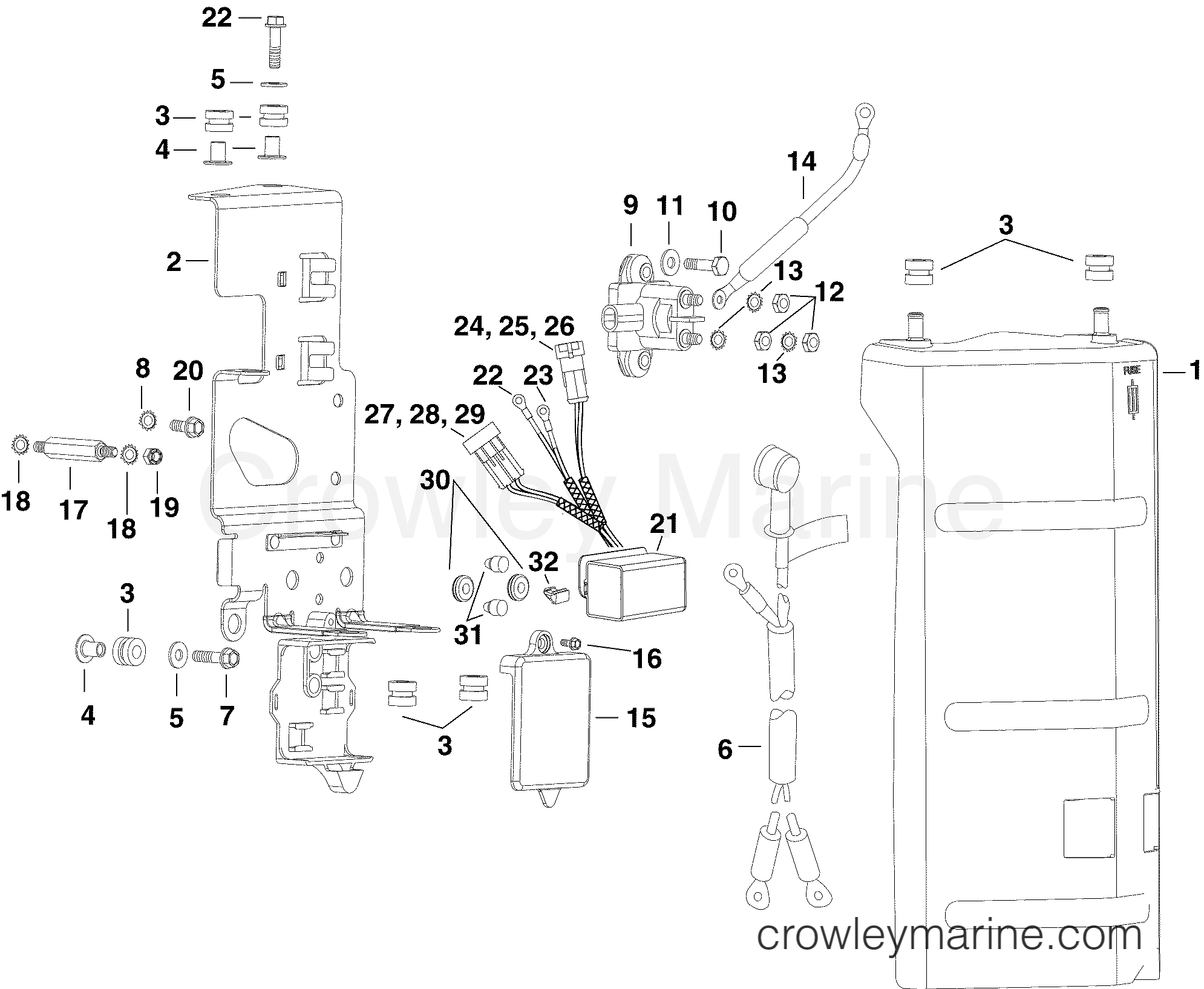 2005 Outboard 200 - E200DPXSOC - ELECTRICAL BRACKET & COMPONENTS