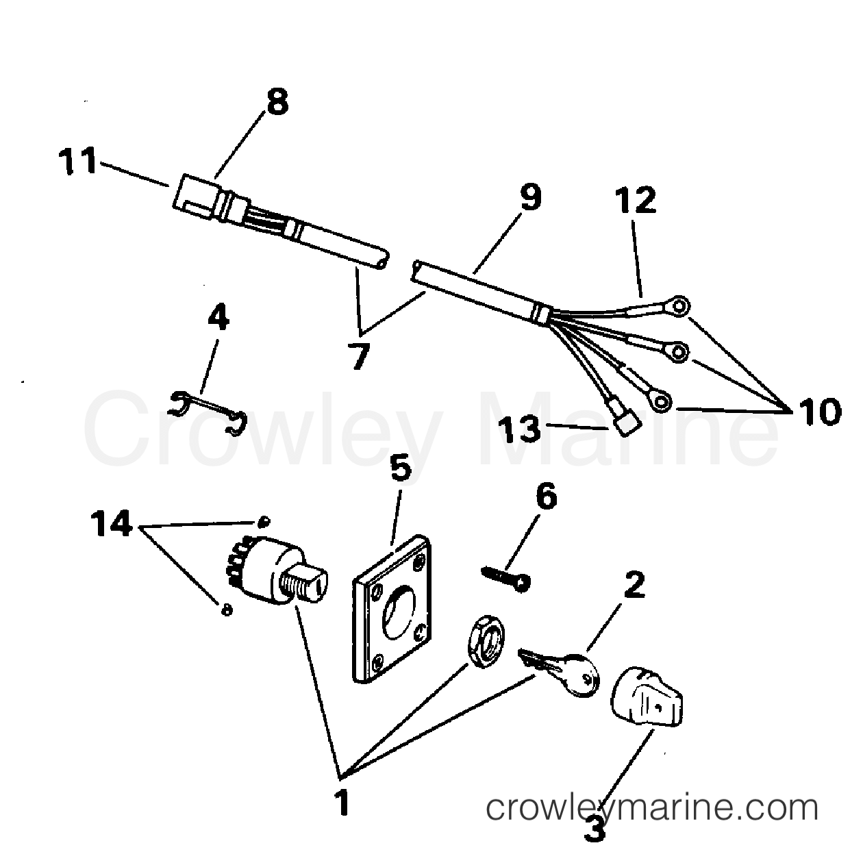 1995 Outboard 9.9 - J10FEXEO - IGNITION SWITCH & CABLE - 9.9