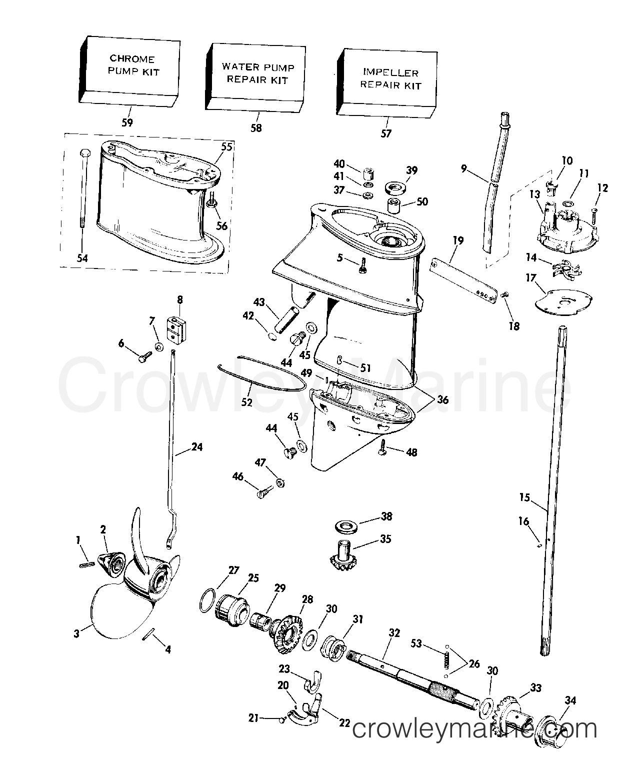 1975 Outboard 25 - 25E75B - GEARCASE