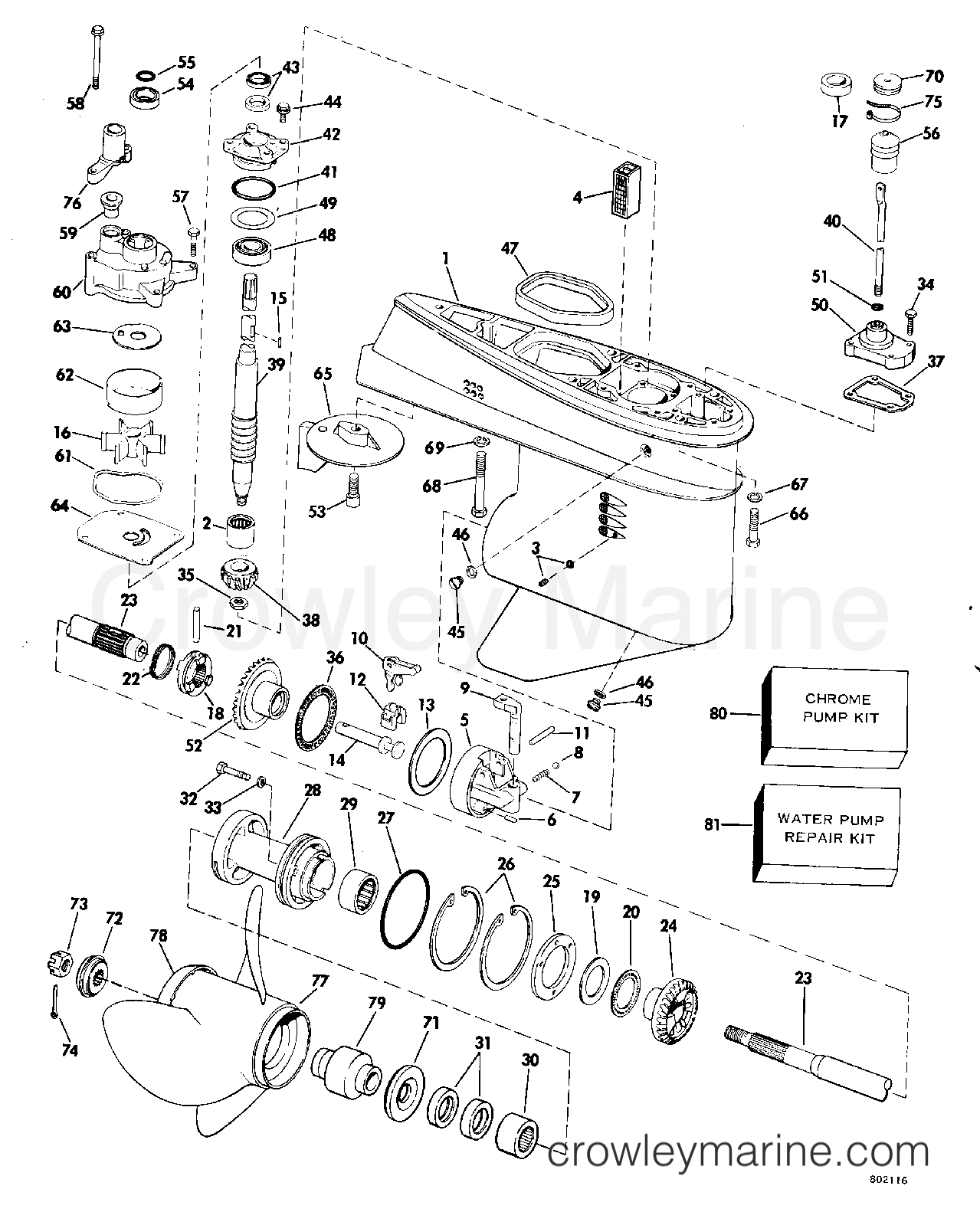1980 Outboard 50 - J50ECSR - GEARCASE