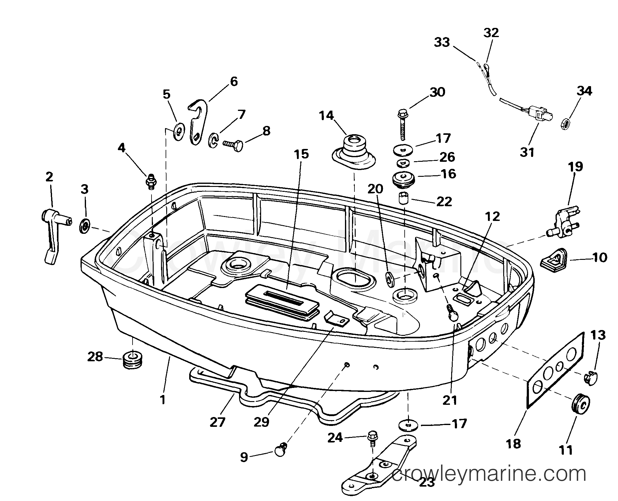 1999 Outboard 25 - J25WREES - LOWER ENGINE COVER