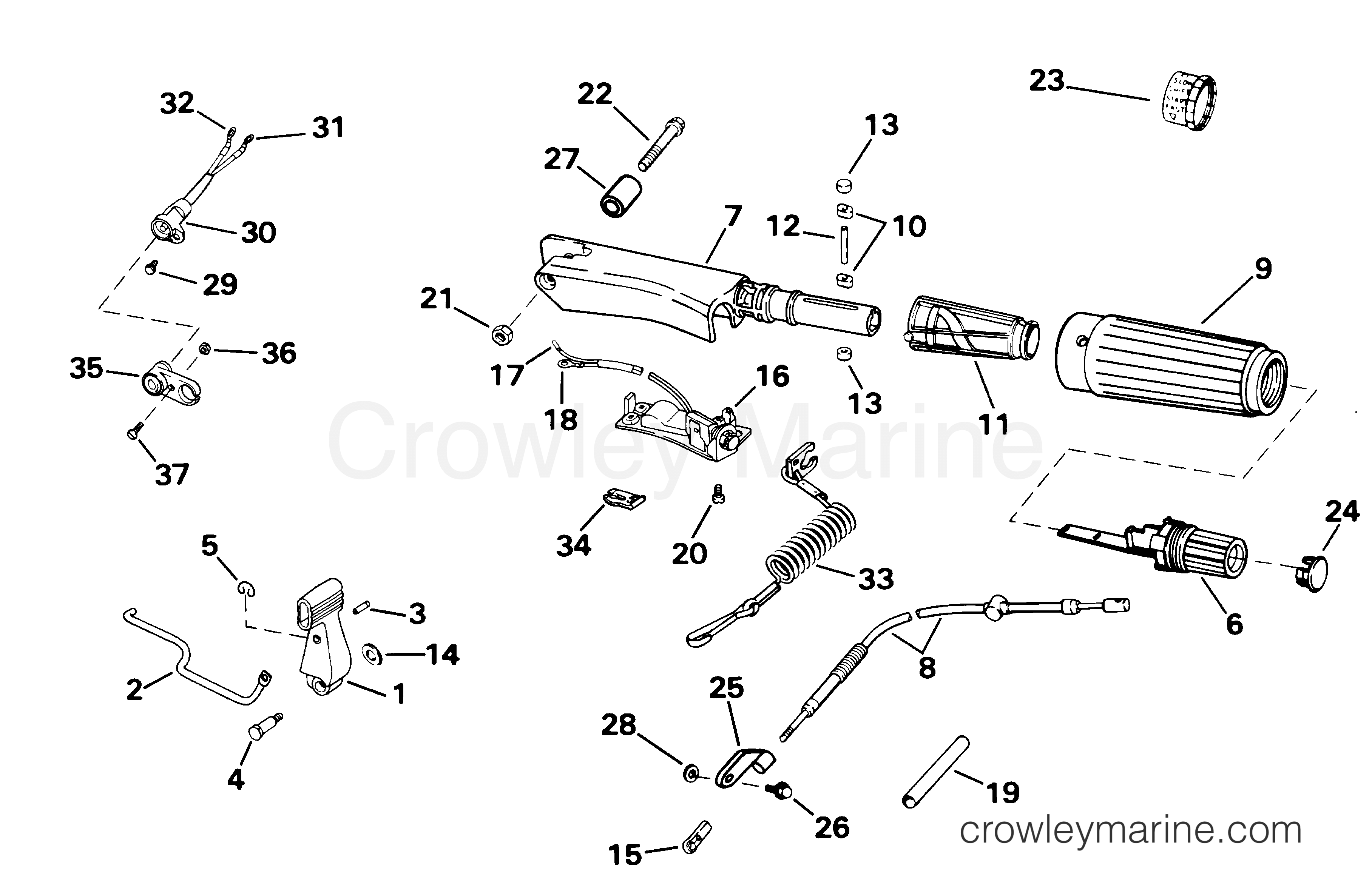 2001 Johnson Outboards 10 - J10ELSIM STEERING & SHIFT HANDLE section