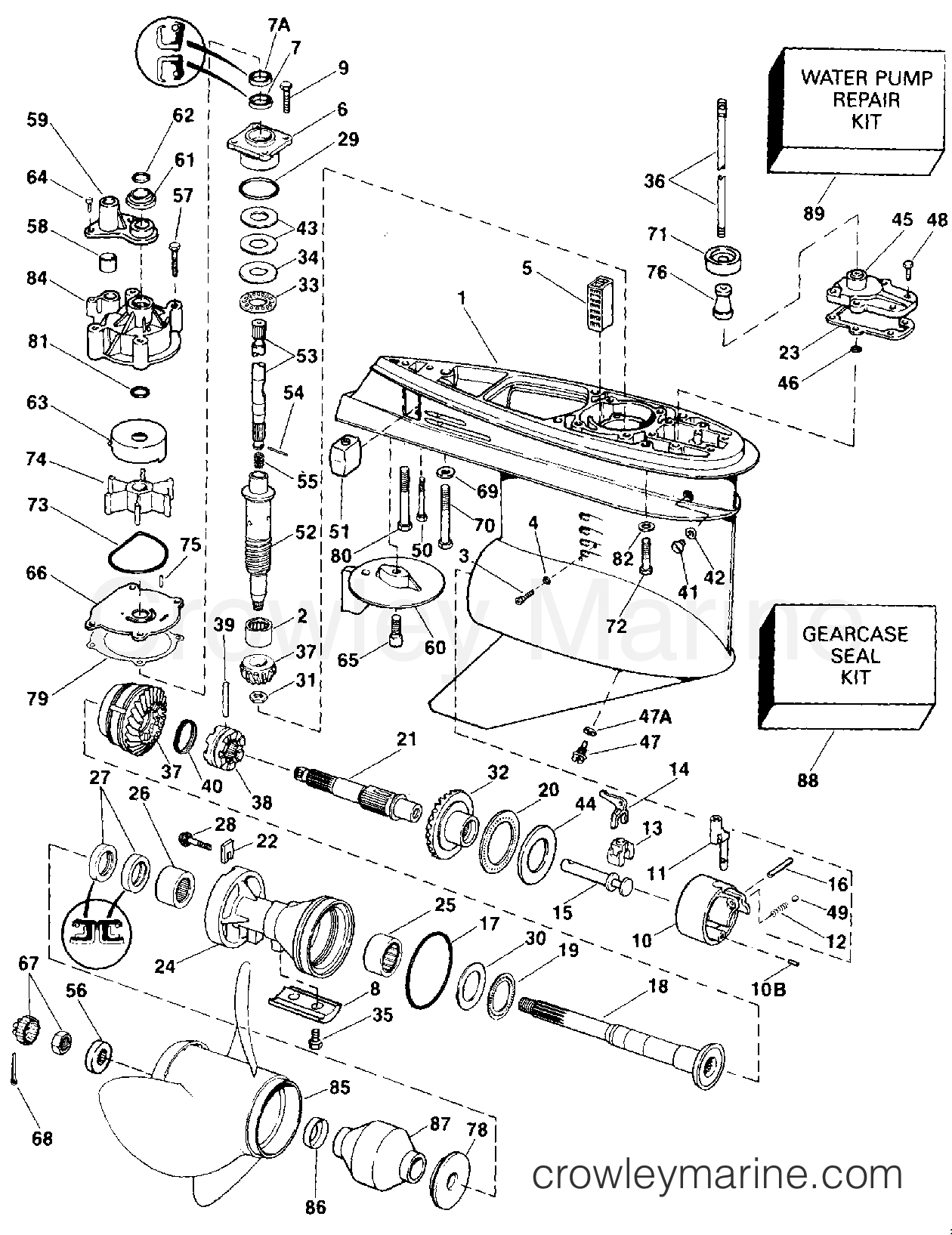 GEARCASE COUNTER ROTATION 1991 Evinrude Outboards 150 E150GLEIS