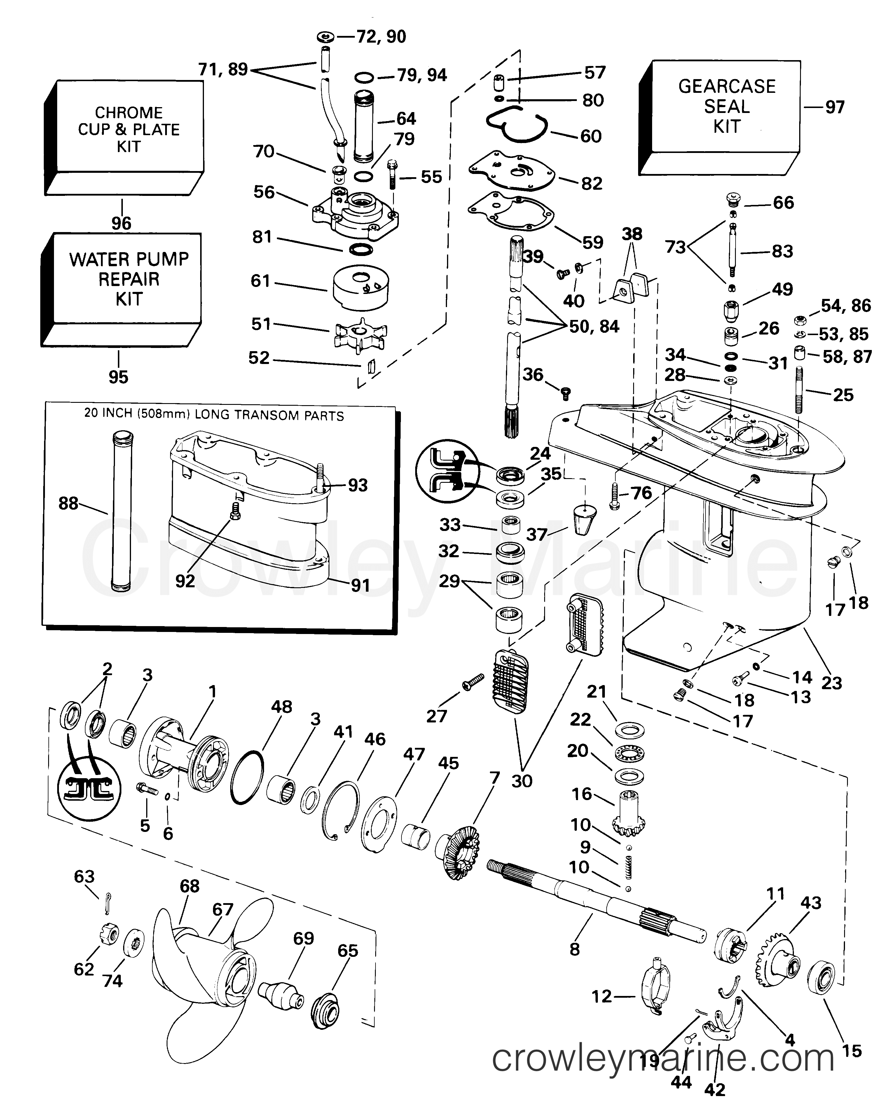 2001 Outboard 25 - J25WRLSIR - GEARCASE