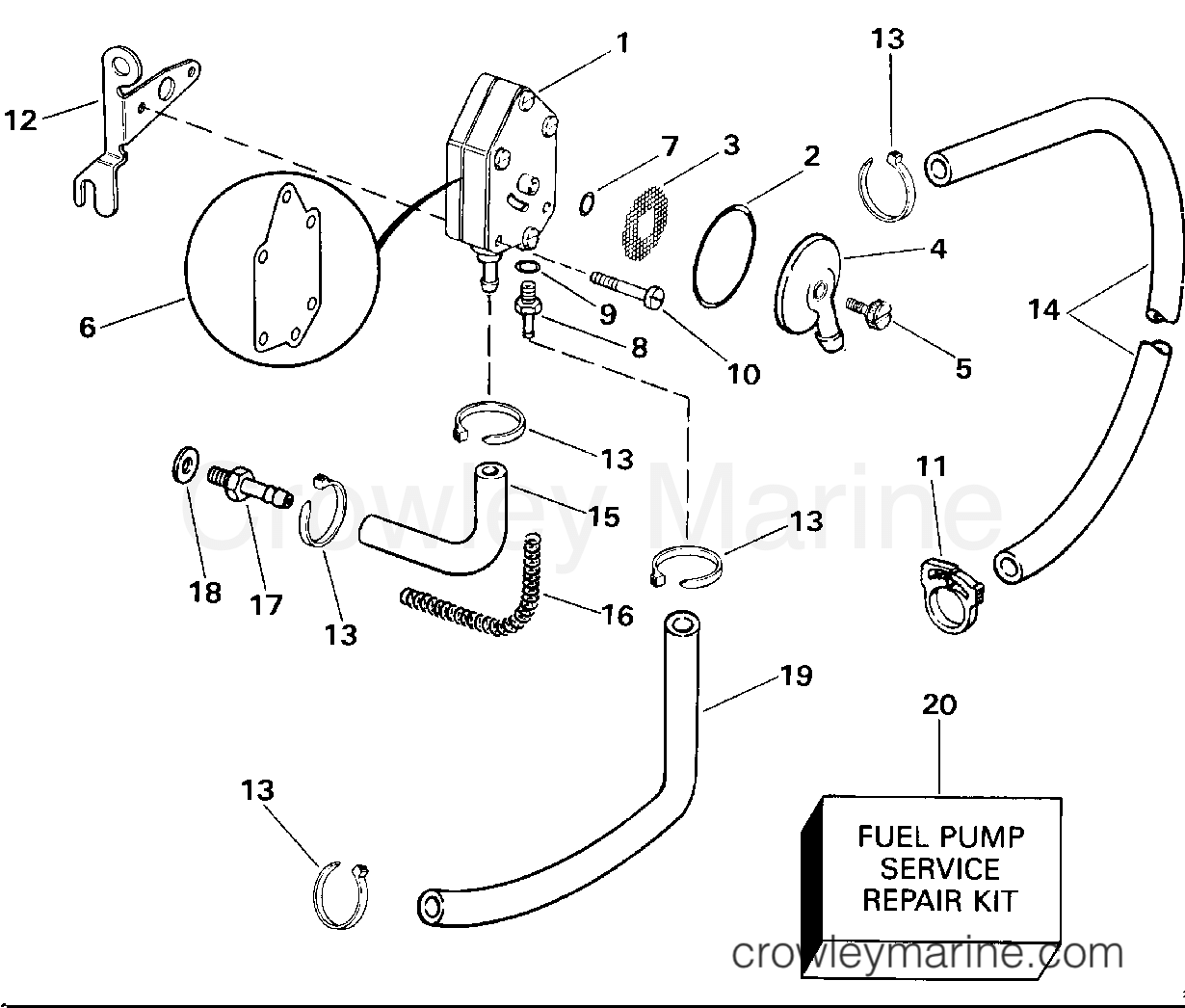 FUEL PUMP ELECTRIC START MODELS 1991 Johnson Outboards 15 J15REIA