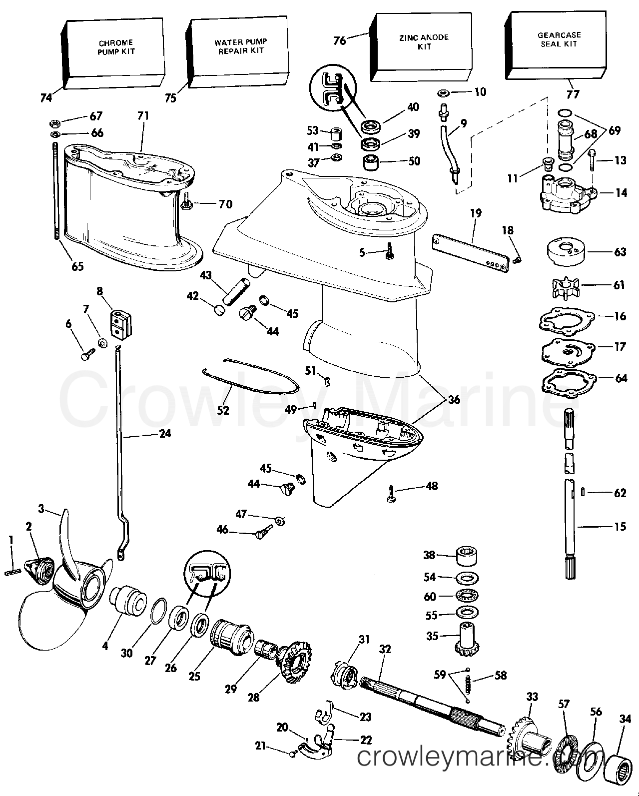 1993 Outboard 28 - J28ESLETD - GEARCASE