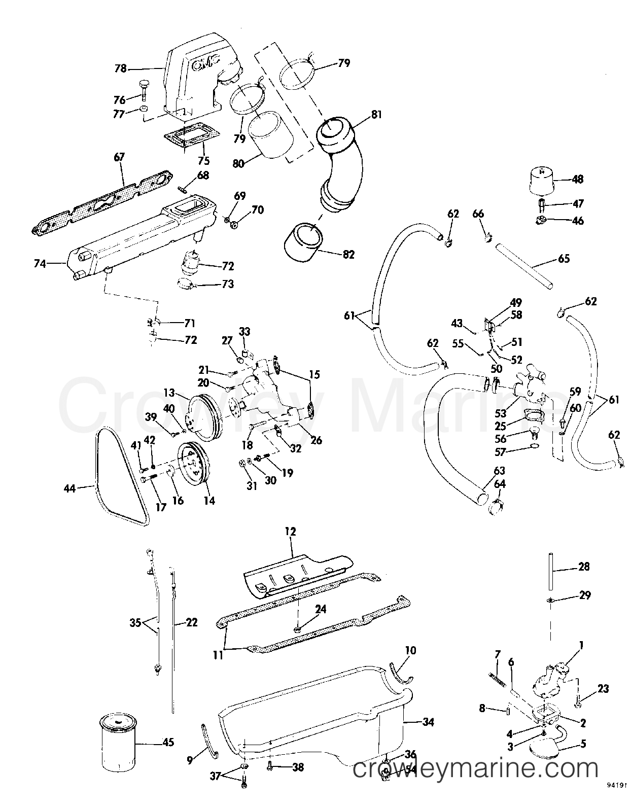 1979 Stern Drive 260 - 990262S1 - WATER,EXHAUST&OIL SYSTEM GROUP 185-200-230-260 MODELS