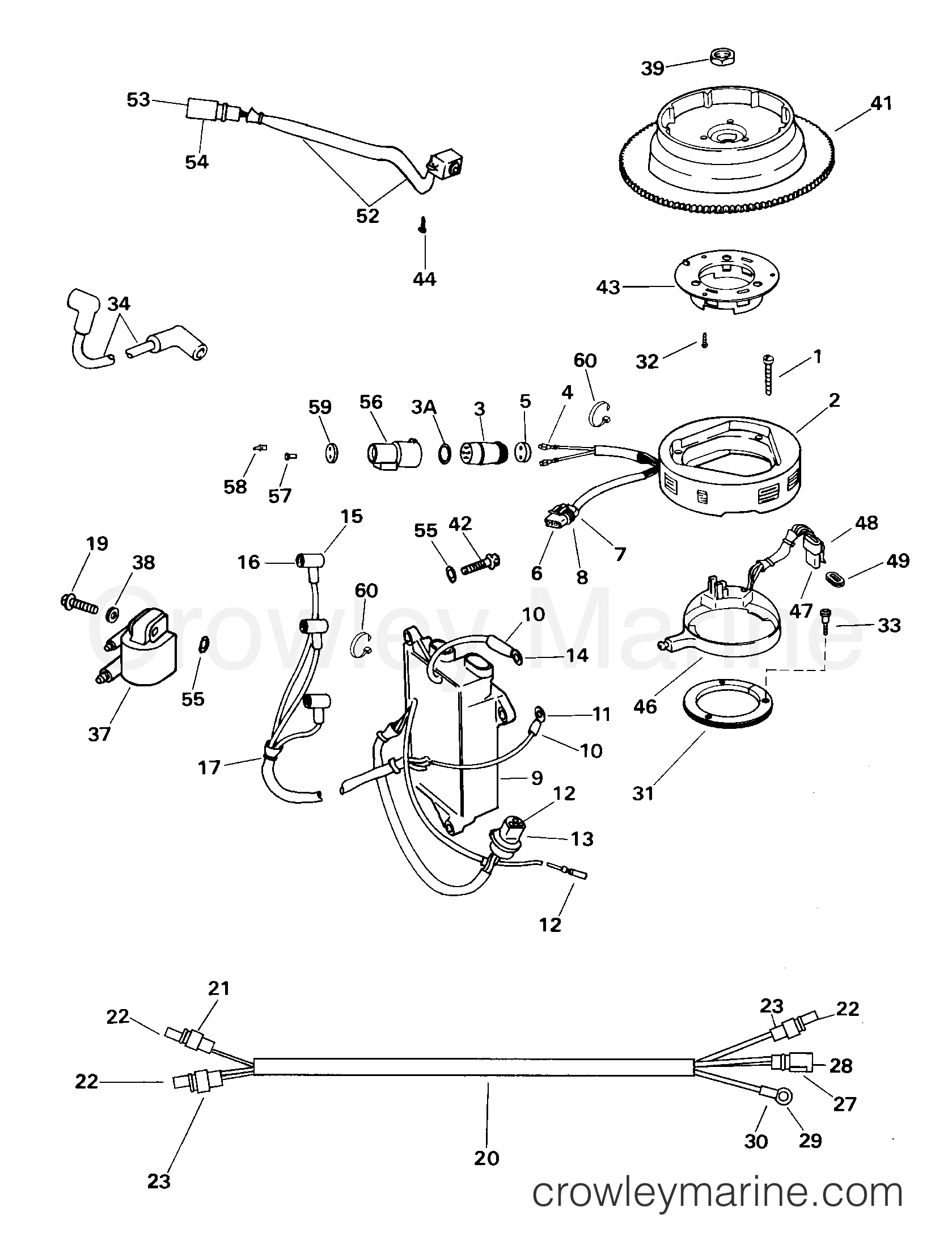 IGNITION SYSTEM A, R, RL 2000 Johnson Outboards 25 J25R3SSB Crowley Marine