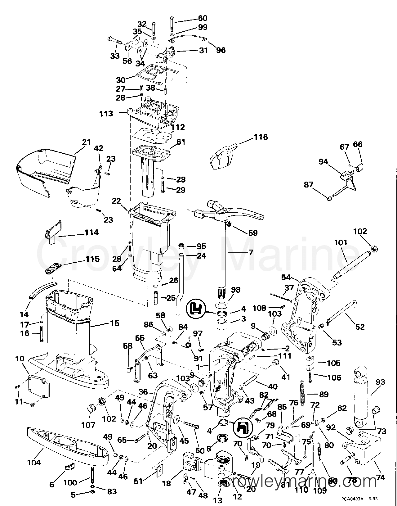 1994 Outboard 65 - J65WMLERS - MIDSECTION