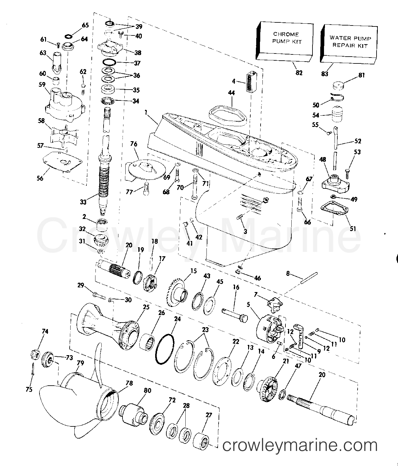 1976 Outboard 70 - 70EL76D - GEARCASE