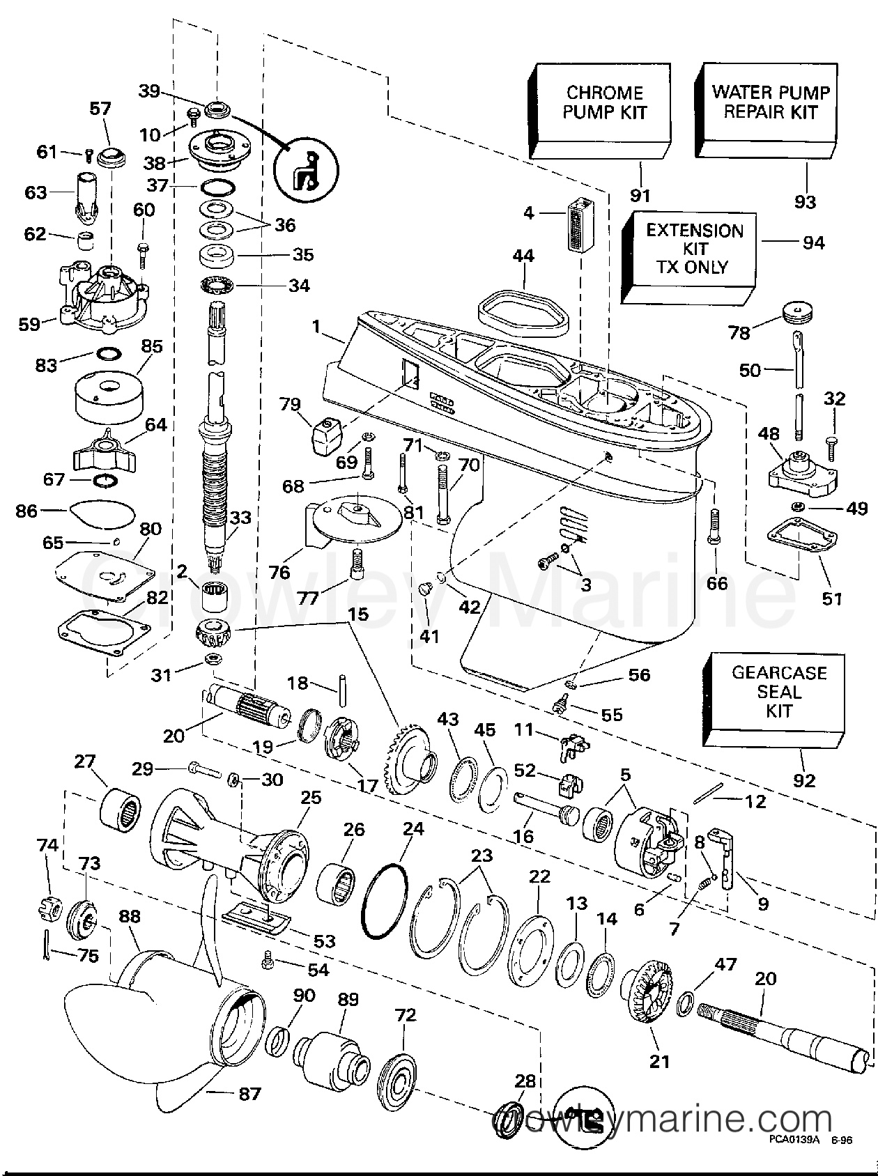 1997 Outboard 50 - J50DTLEUR - GEARCASE