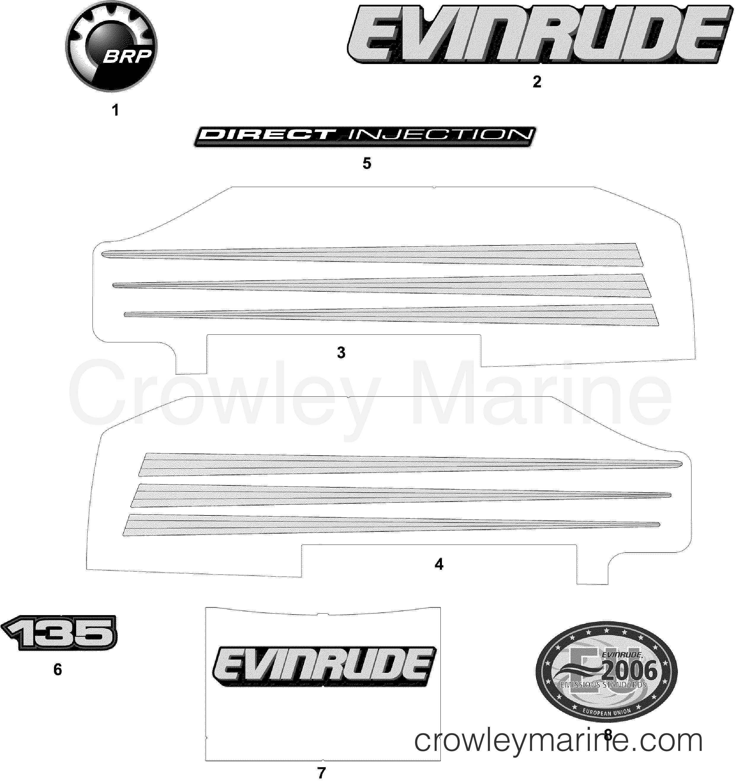 2006 Outboard 135 - E135FPLSDE - DECALS BLUE MODELS