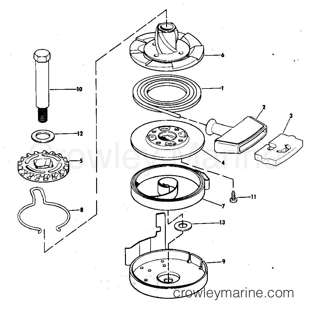 1976 Outboard 9.9 - 10E76H - REWIND STARTER